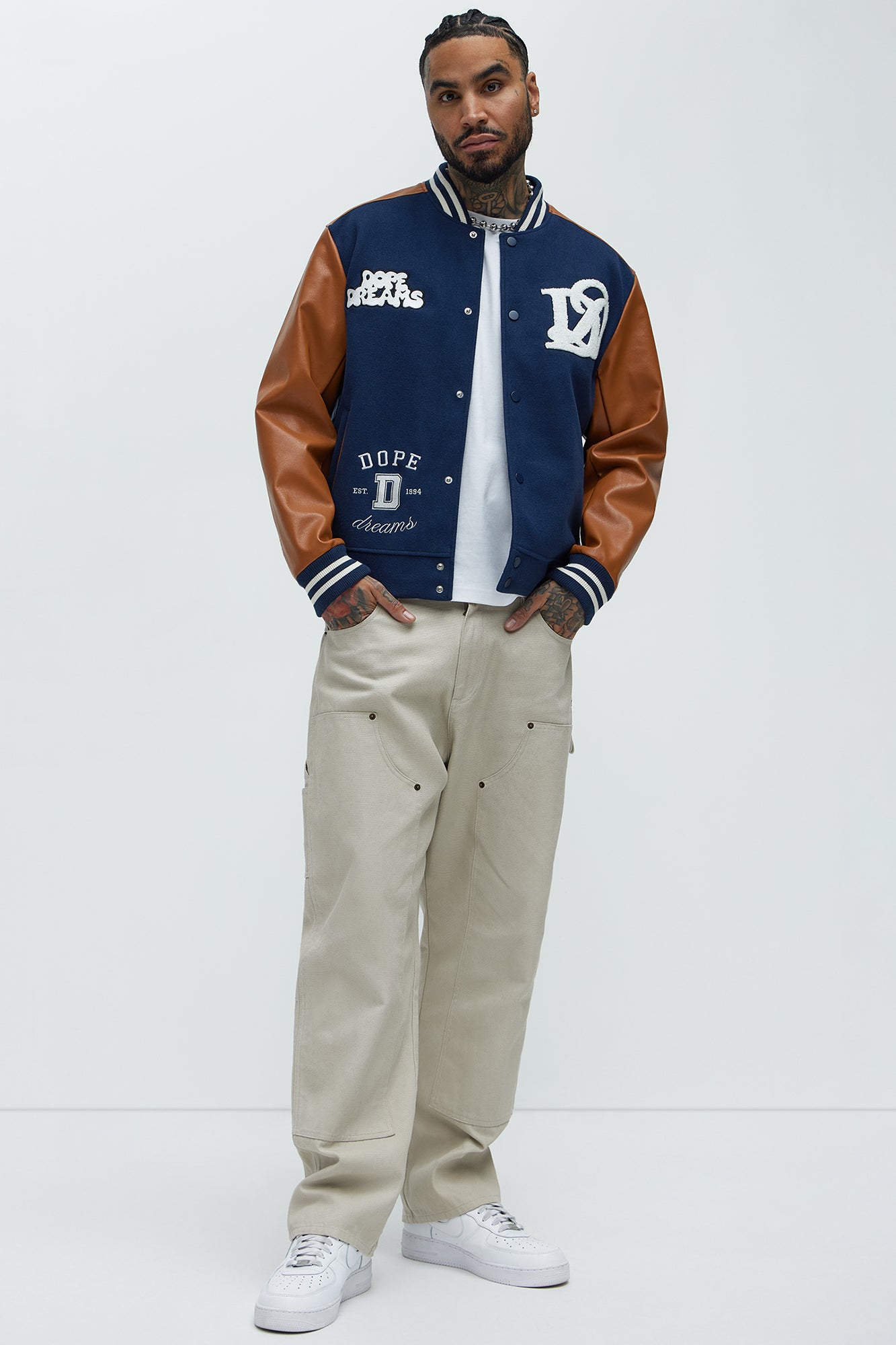 Dope Dreams Varsity Jacket - Navy/combo Fashion Nova