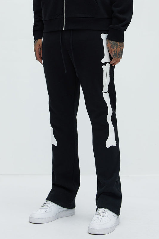 Tyson Bones Skinny Flare Sweatpants - Black Fashion Nova