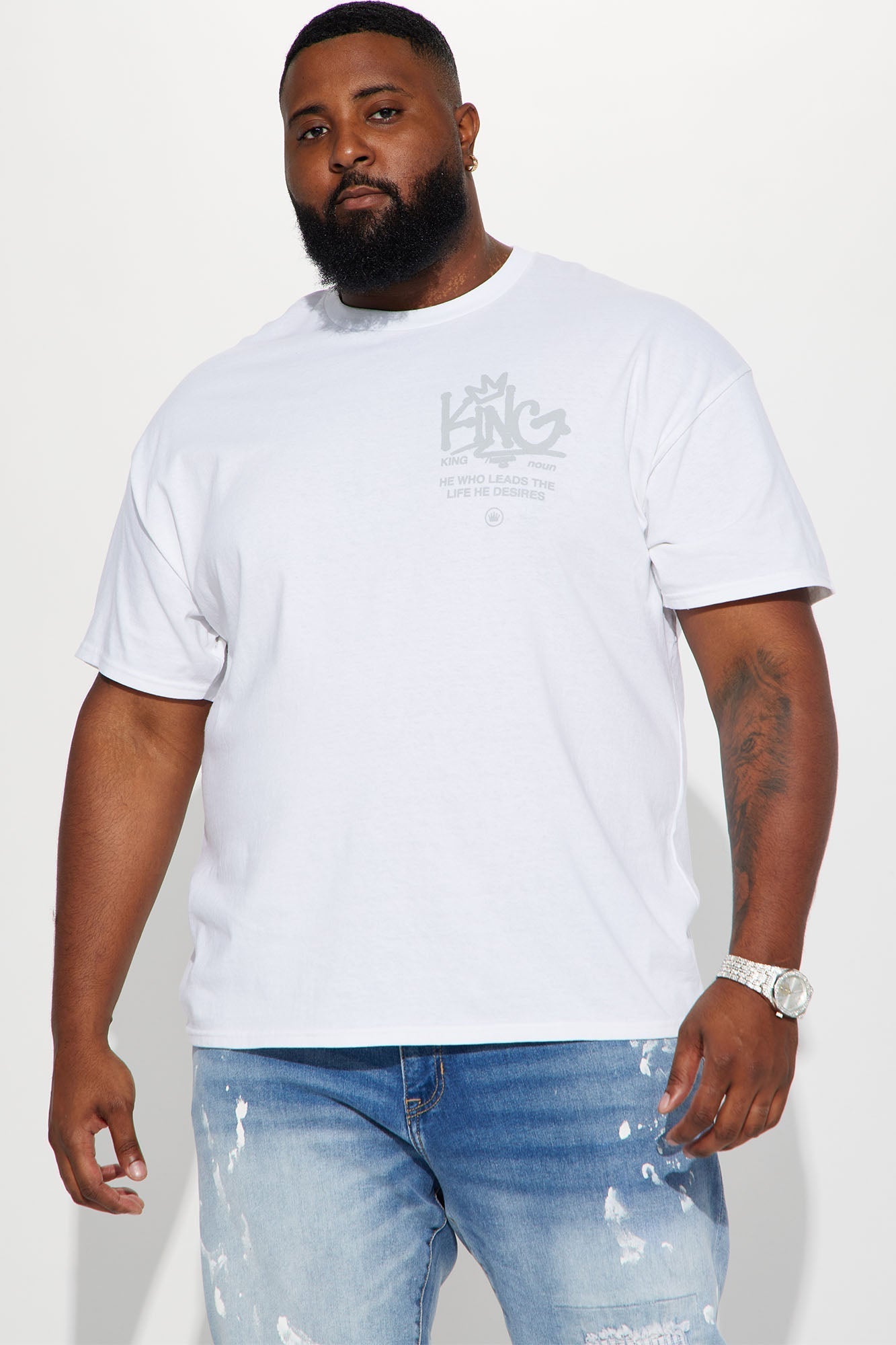 Crown Him King Short Sleeve Tee - White Fashion Nova