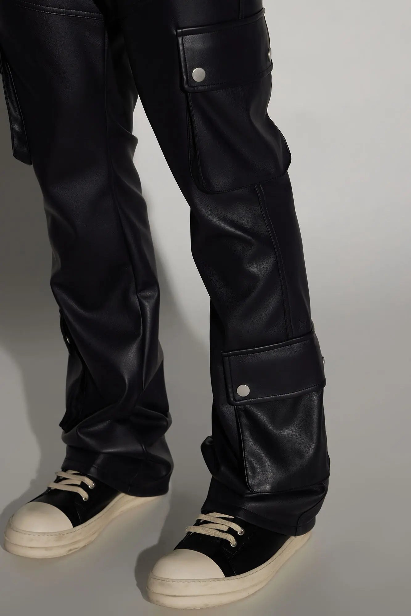Name Of Love Faux Leather Stacked Slim Flare Pants - Black Fashion Nova
