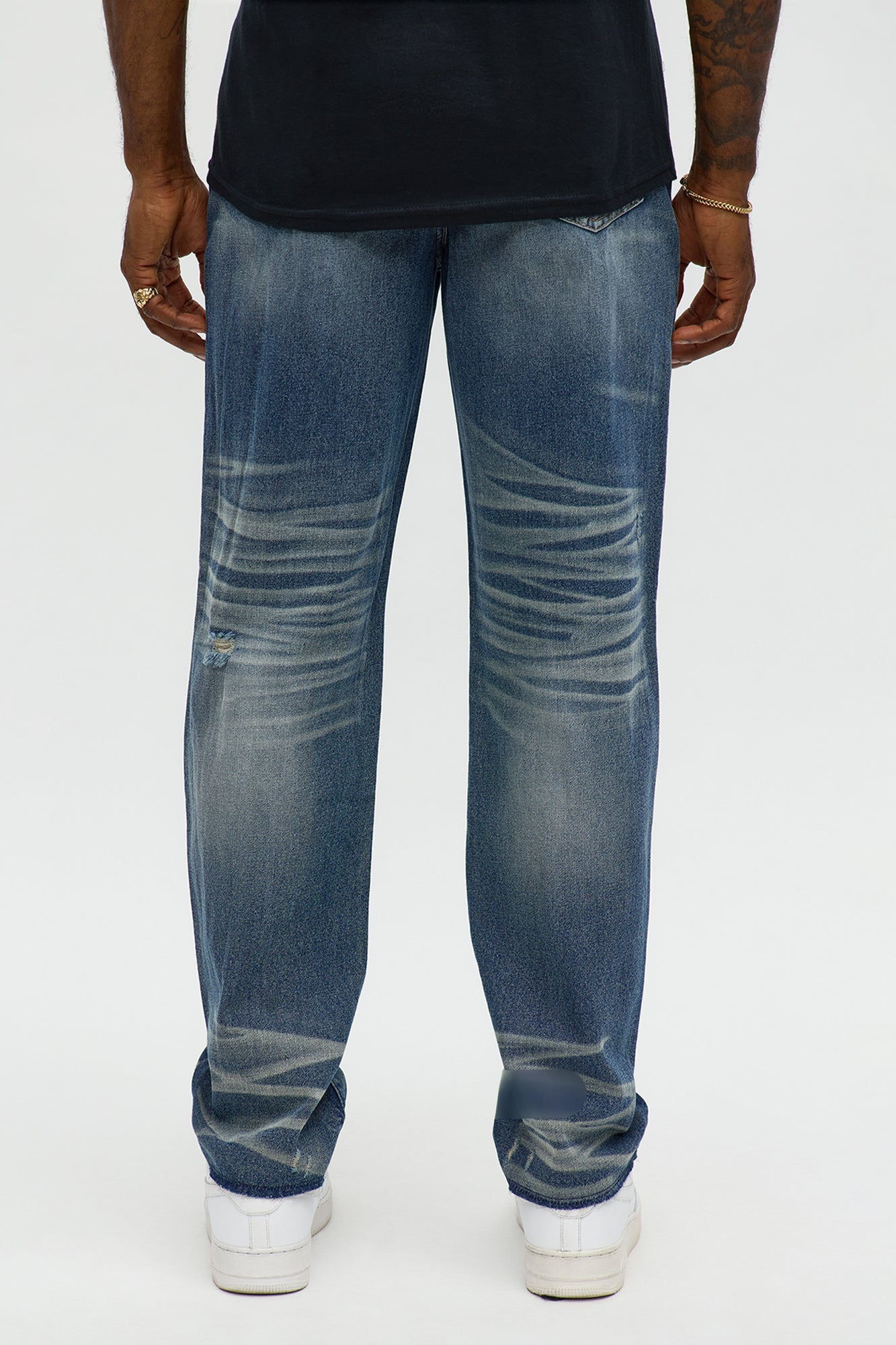 Straight Augustus Rip And Repair Jean - Vintage Blue Wash Fashion Nova