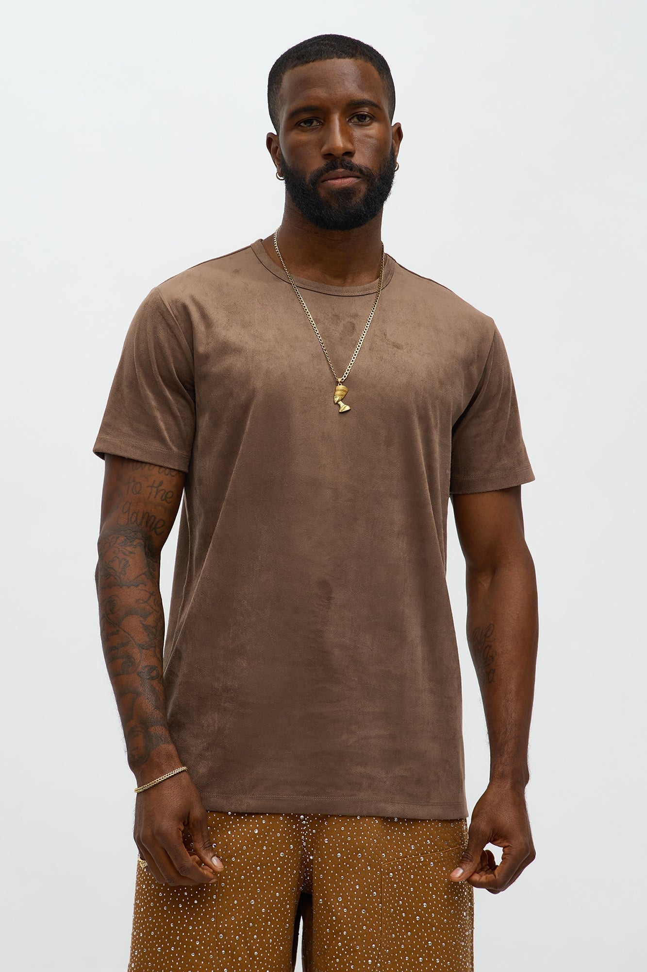 Velour Everyday Crew Tee - Brown Fashion Nova