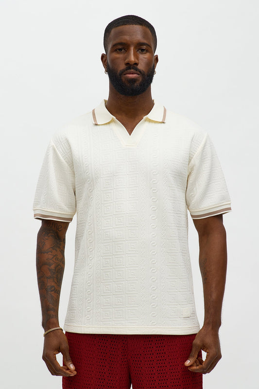 Versailles Grid Polo - Cream Fashion Nova