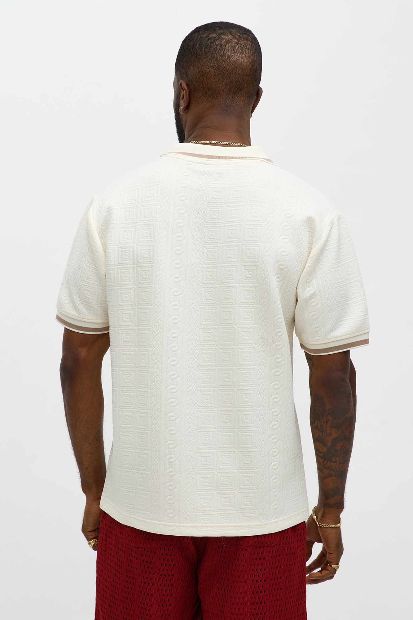 Versailles Grid Polo - Cream Fashion Nova