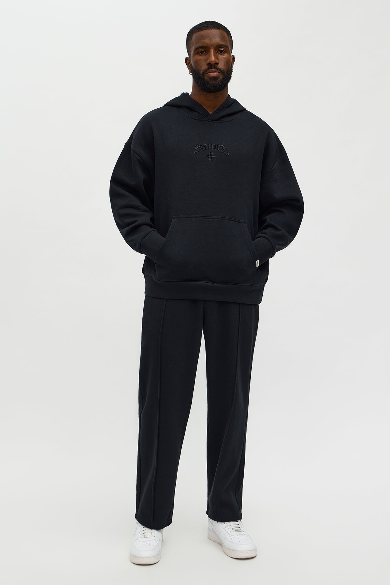 Saints Studio Embroidered Sweatpants - Black Fashion Nova