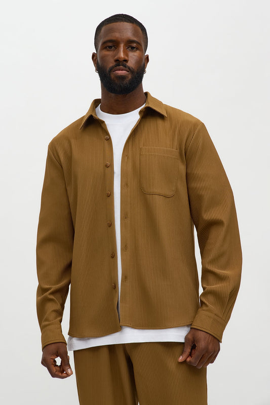Show Up Long Sleeve Shirt - Bronze Fashion Nova