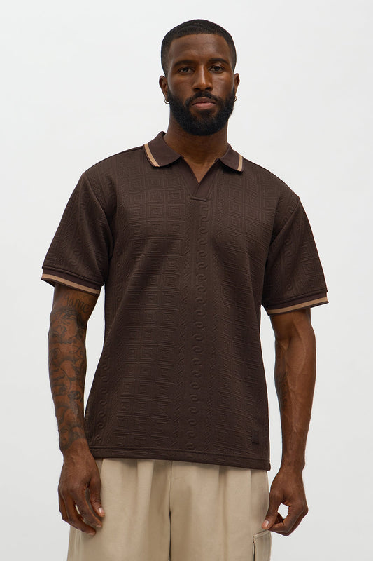 Versailles Grid Polo - Brown Fashion Nova
