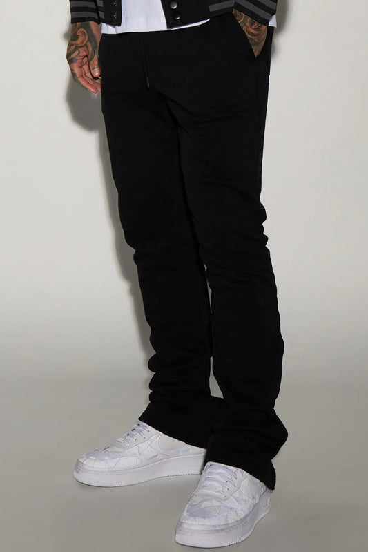 Tyson Back Zipper Skinny Flared Sweatpants - Black Fashion Nova