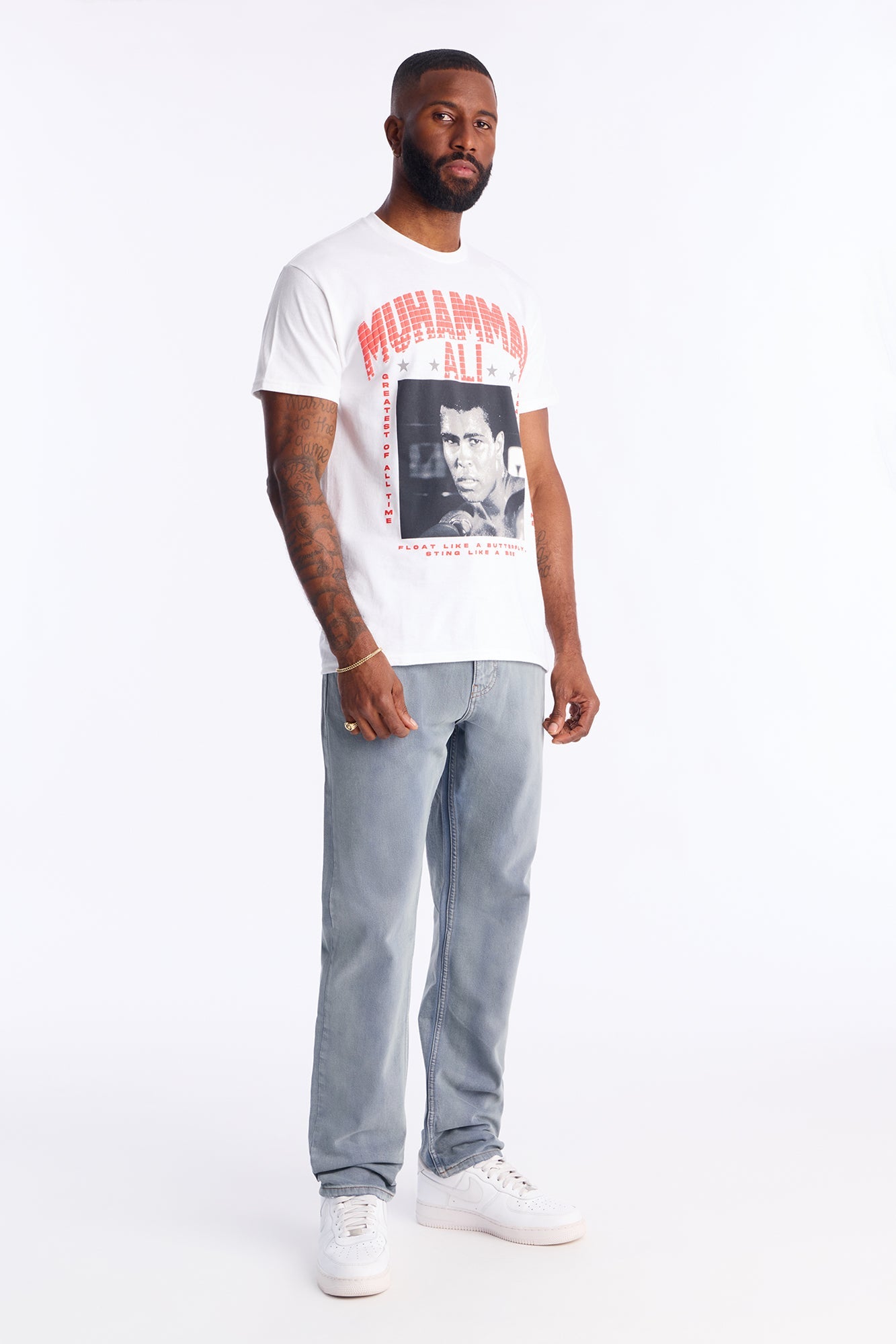 Muhammad Ali Puff Printed Short Sleeve Tee - White Fashion Nova