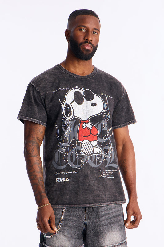 Snoopy Been Cool Vintage Wash Short Sleeve Tee - Black Wash Fashion Nova