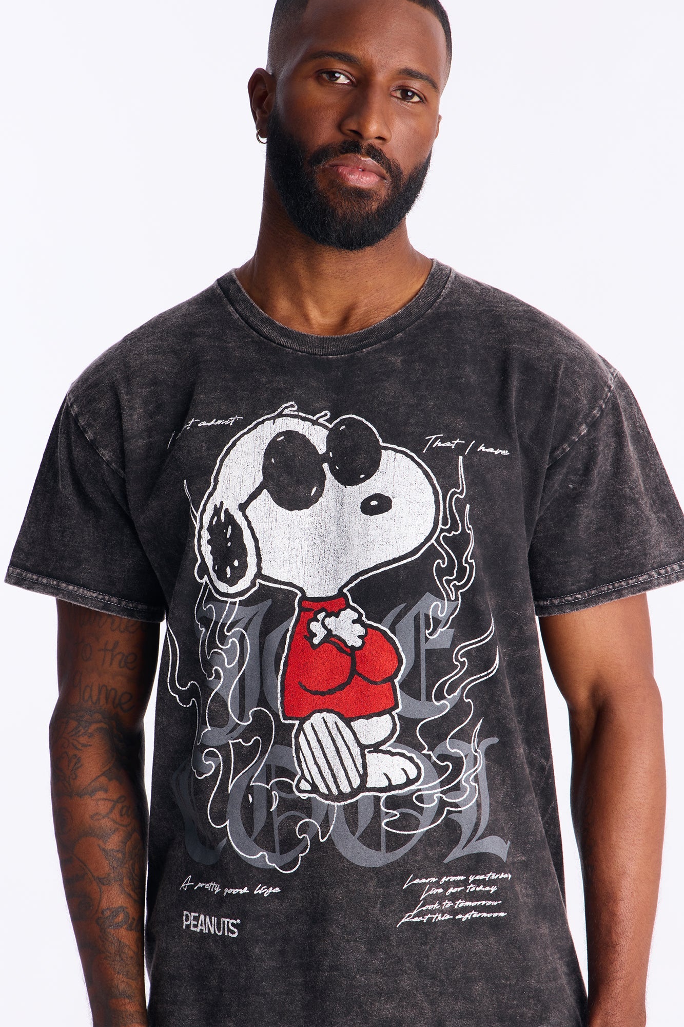 Snoopy Been Cool Vintage Wash Short Sleeve Tee - Black Wash Fashion Nova