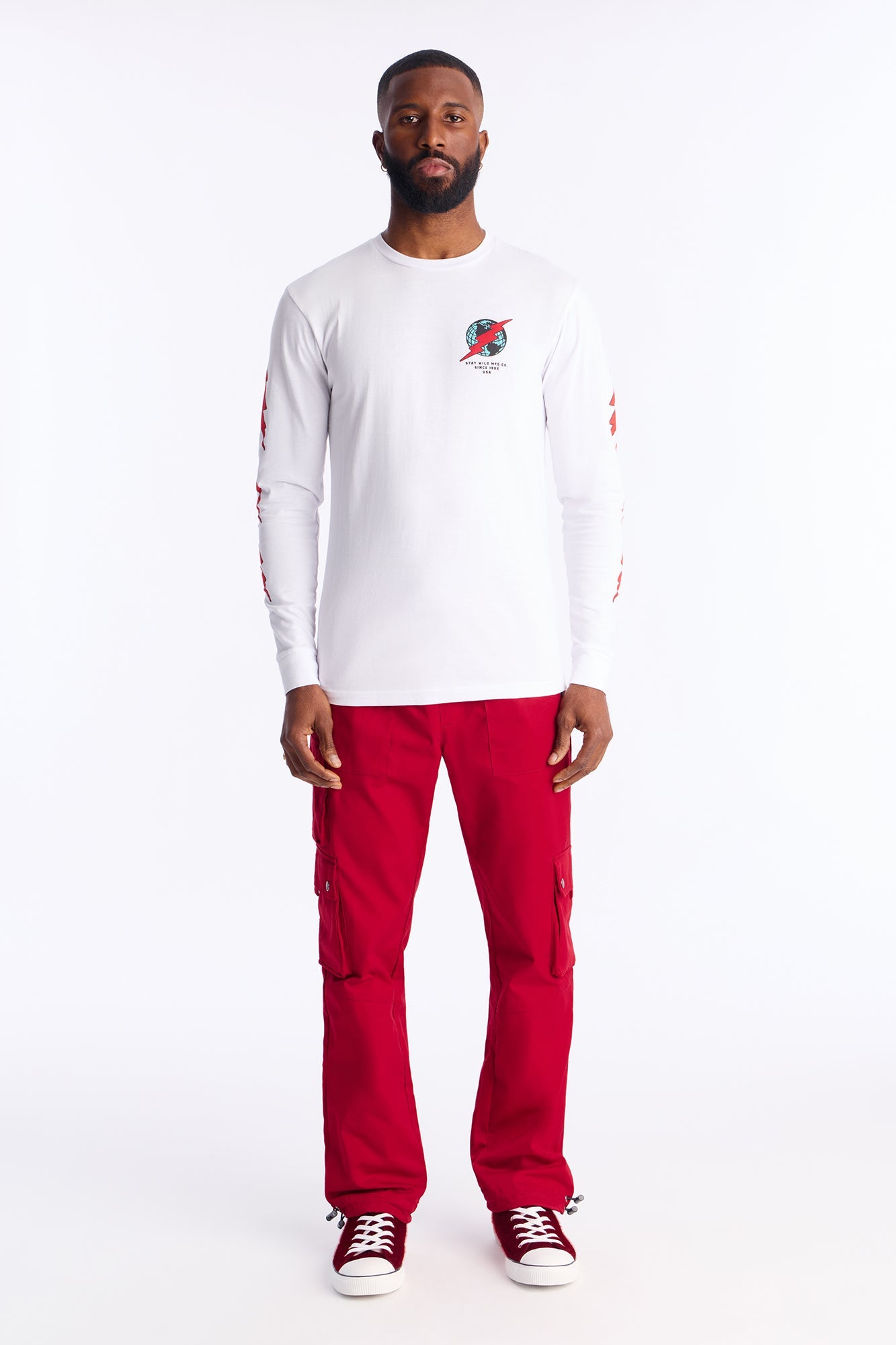 Roaming Twill Cargo Pants - Red Fashion Nova
