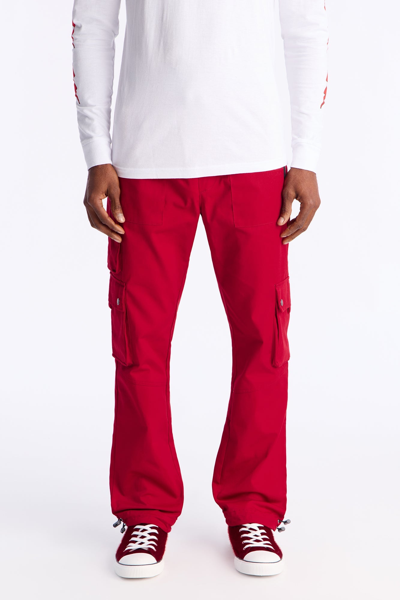 Roaming Twill Cargo Pants - Red Fashion Nova