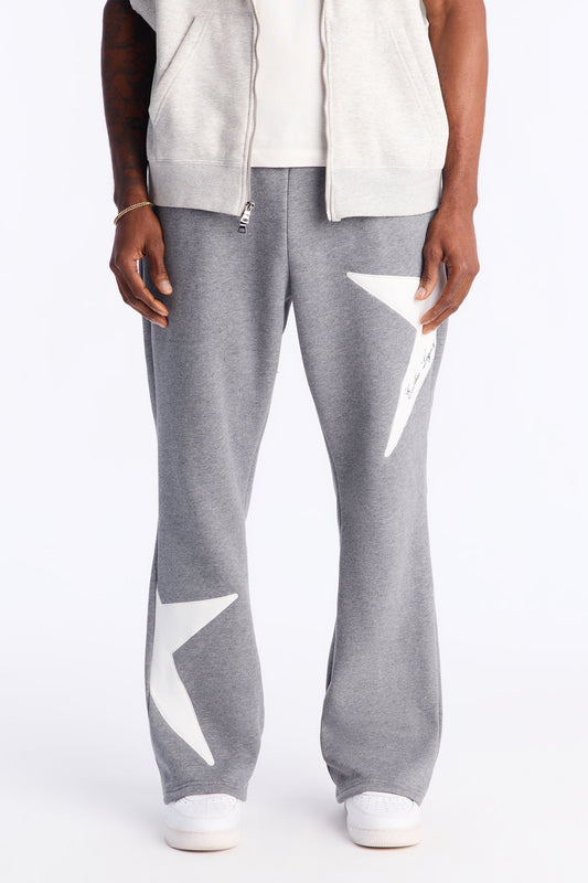 Star Slim Flare Sweatpants - Grey Fashion Nova
