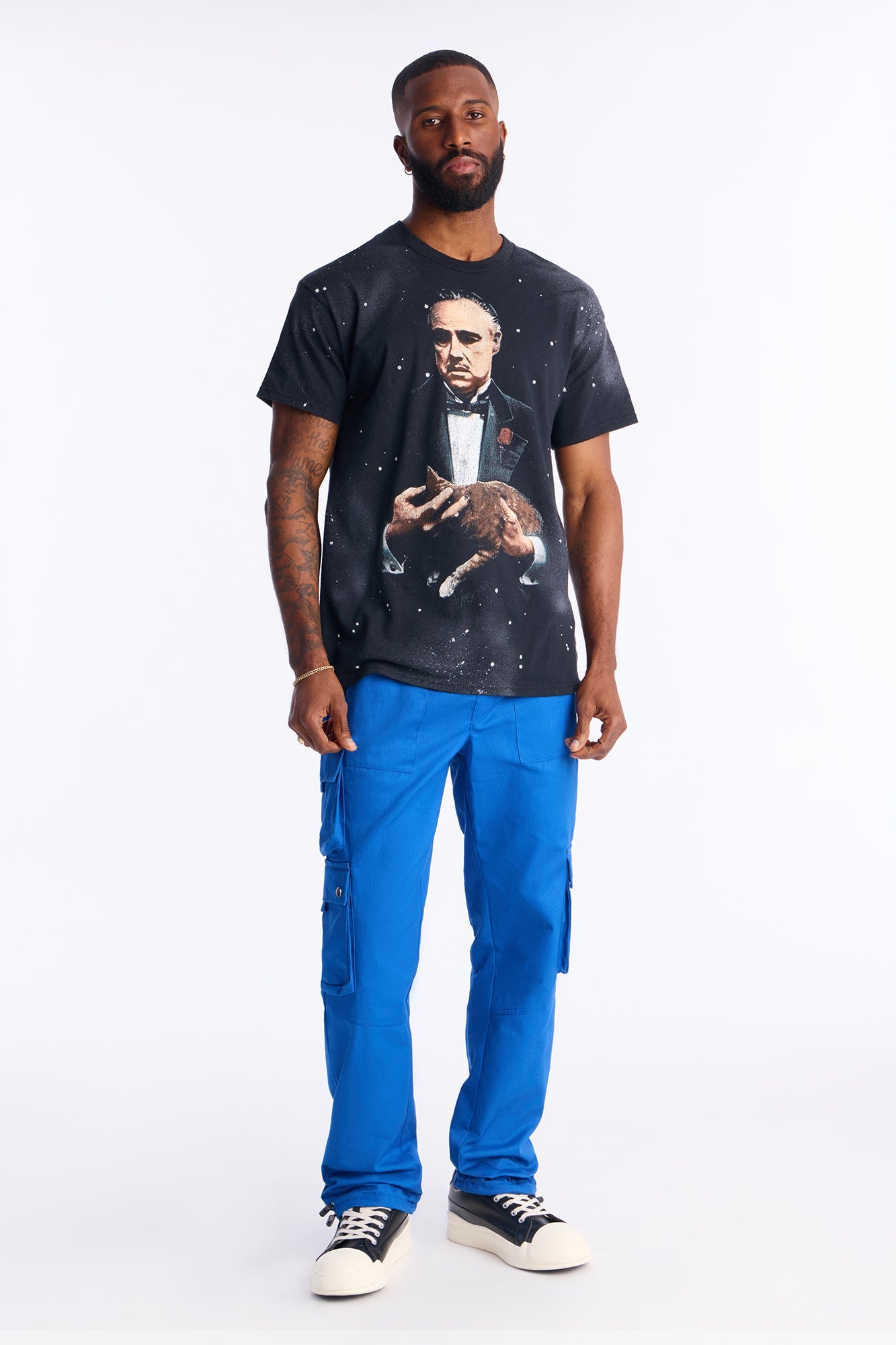 The Godfather Paint Splatter Short Sleeve Tee - Black Wash Fashion Nova