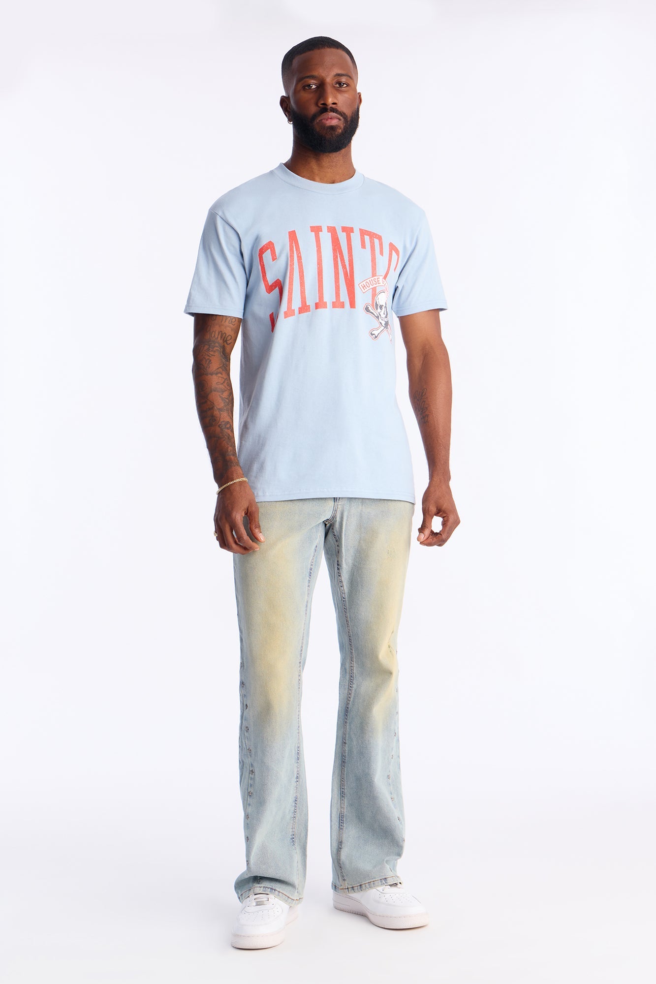 House Of Saints Crimson Short Sleeve Tee - Light Blue Fashion Nova