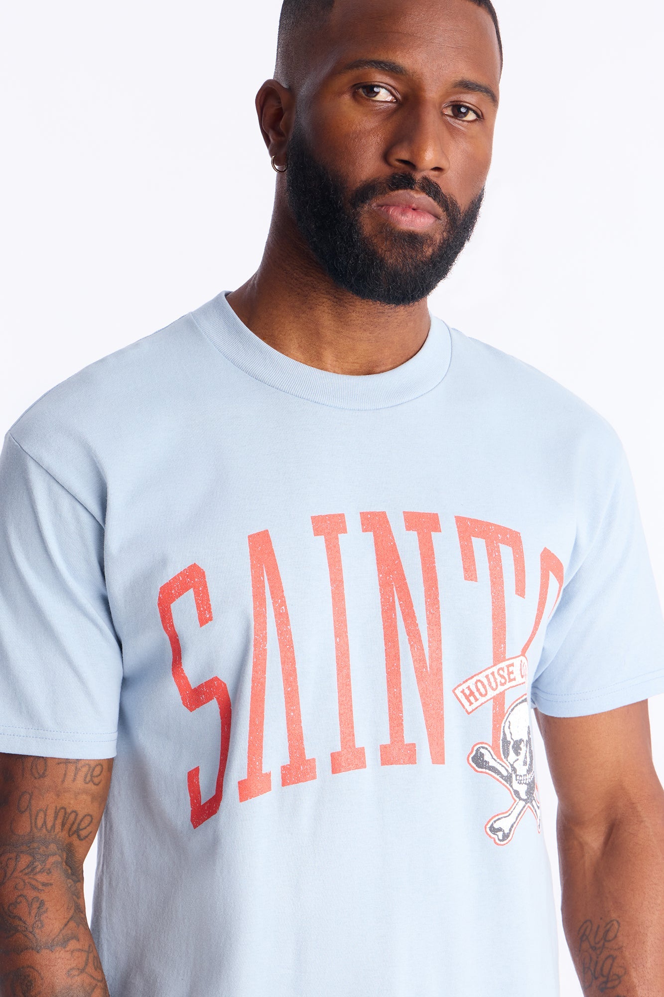 House Of Saints Crimson Short Sleeve Tee - Light Blue Fashion Nova