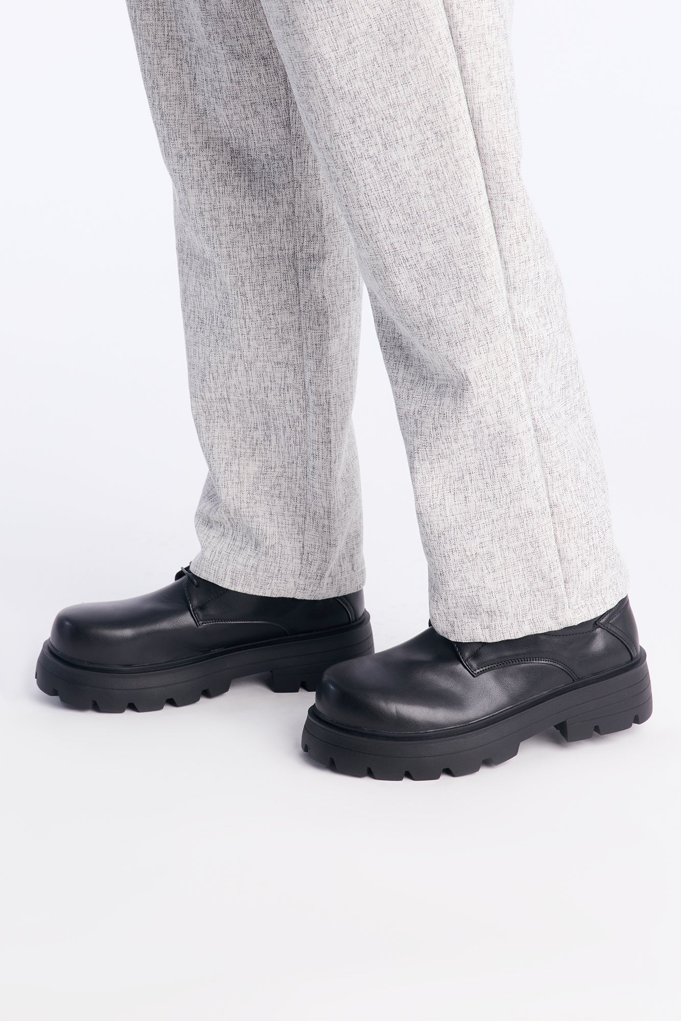Lace Up Chunky Sole Shoe - Black Fashion Nova