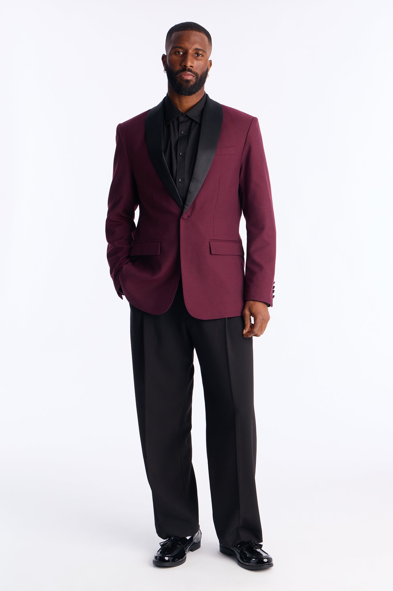 Belcourt Shawl Collar Blazer - Burgundy Fashion Nova