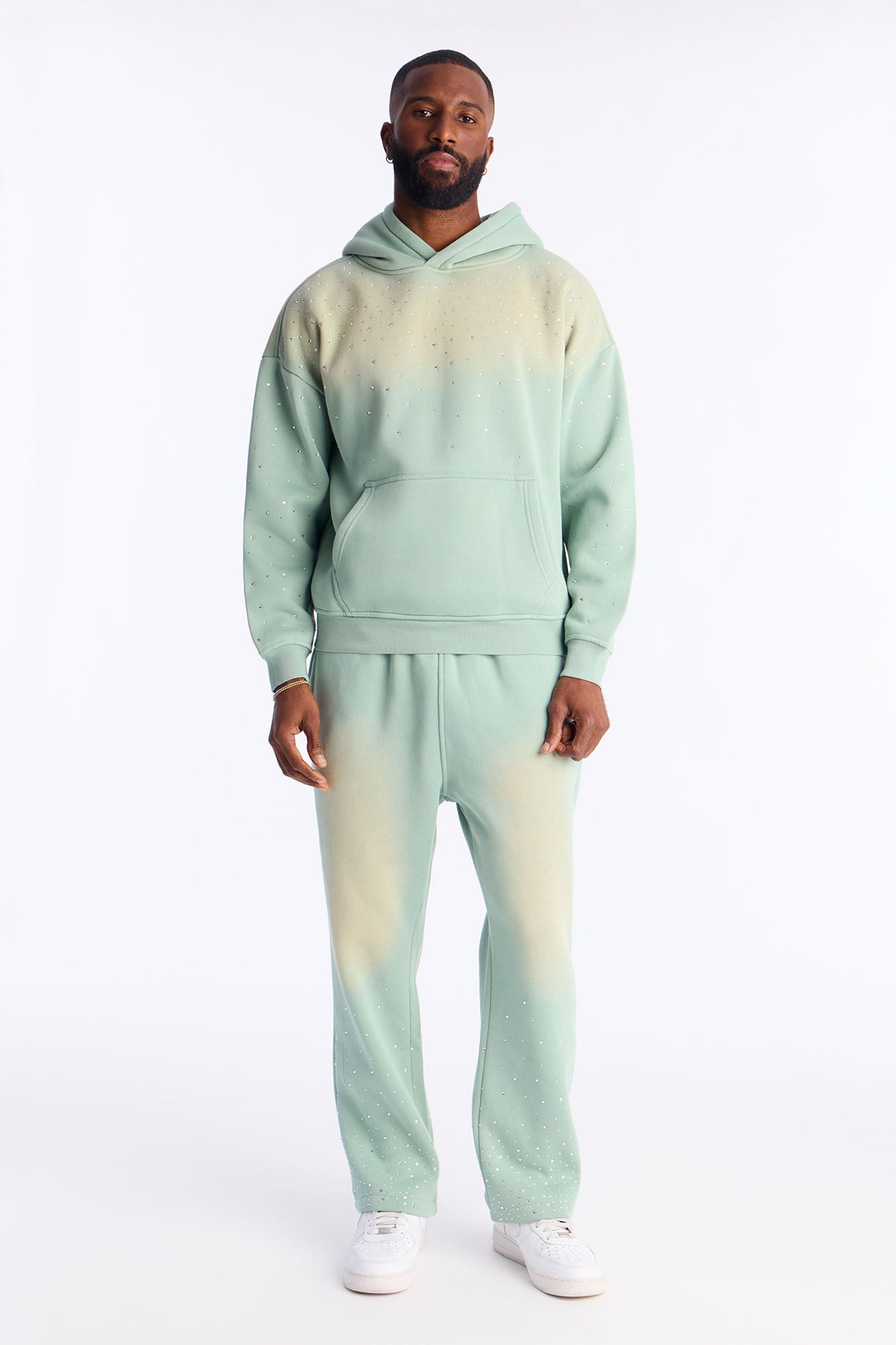 Run Them Rhinestones Oversized Hoodie - Sage Fashion Nova