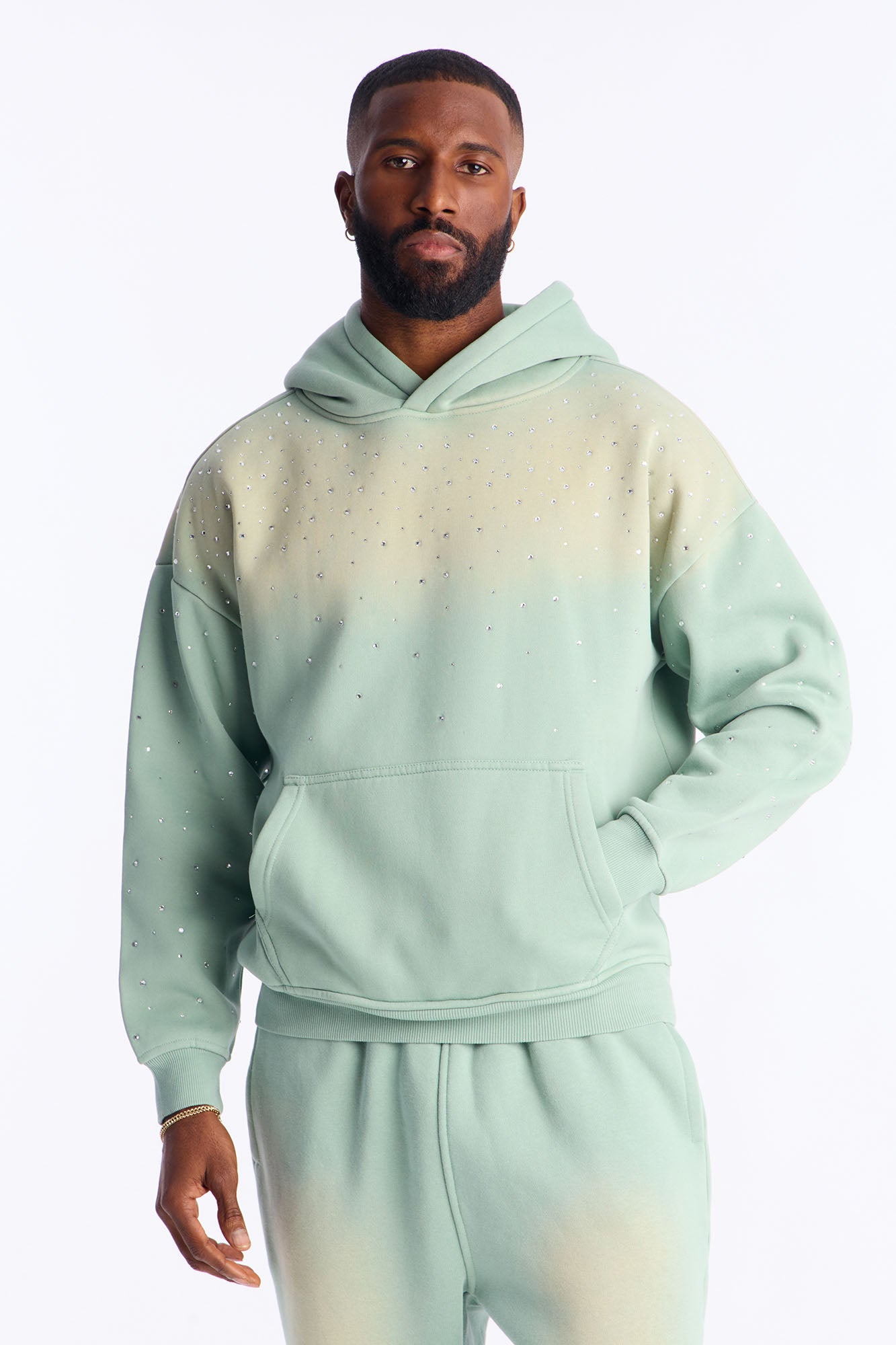 Run Them Rhinestones Oversized Hoodie - Sage Fashion Nova