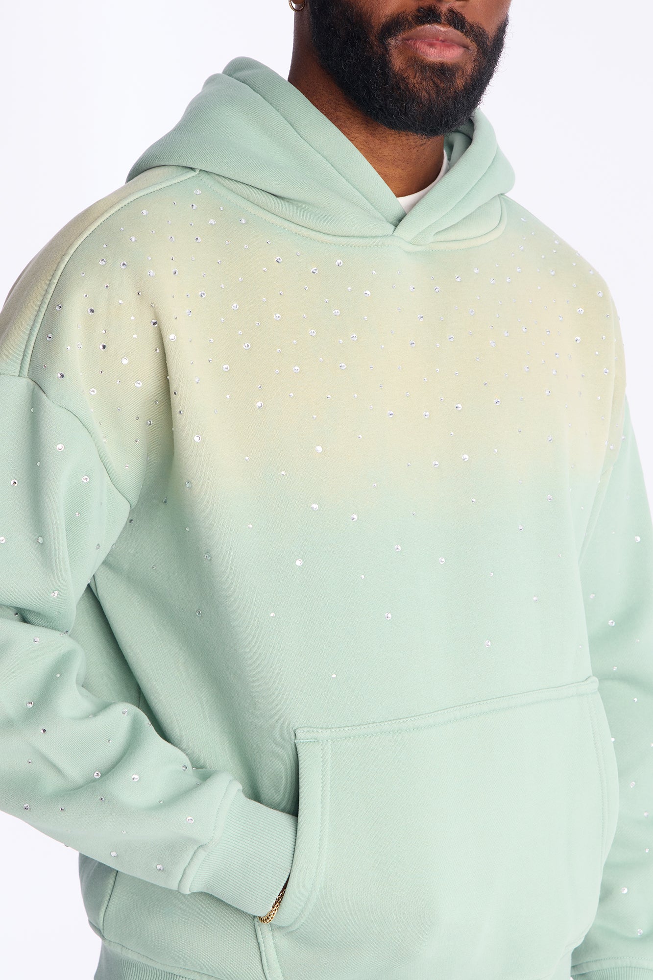 Run Them Rhinestones Oversized Hoodie - Sage Fashion Nova
