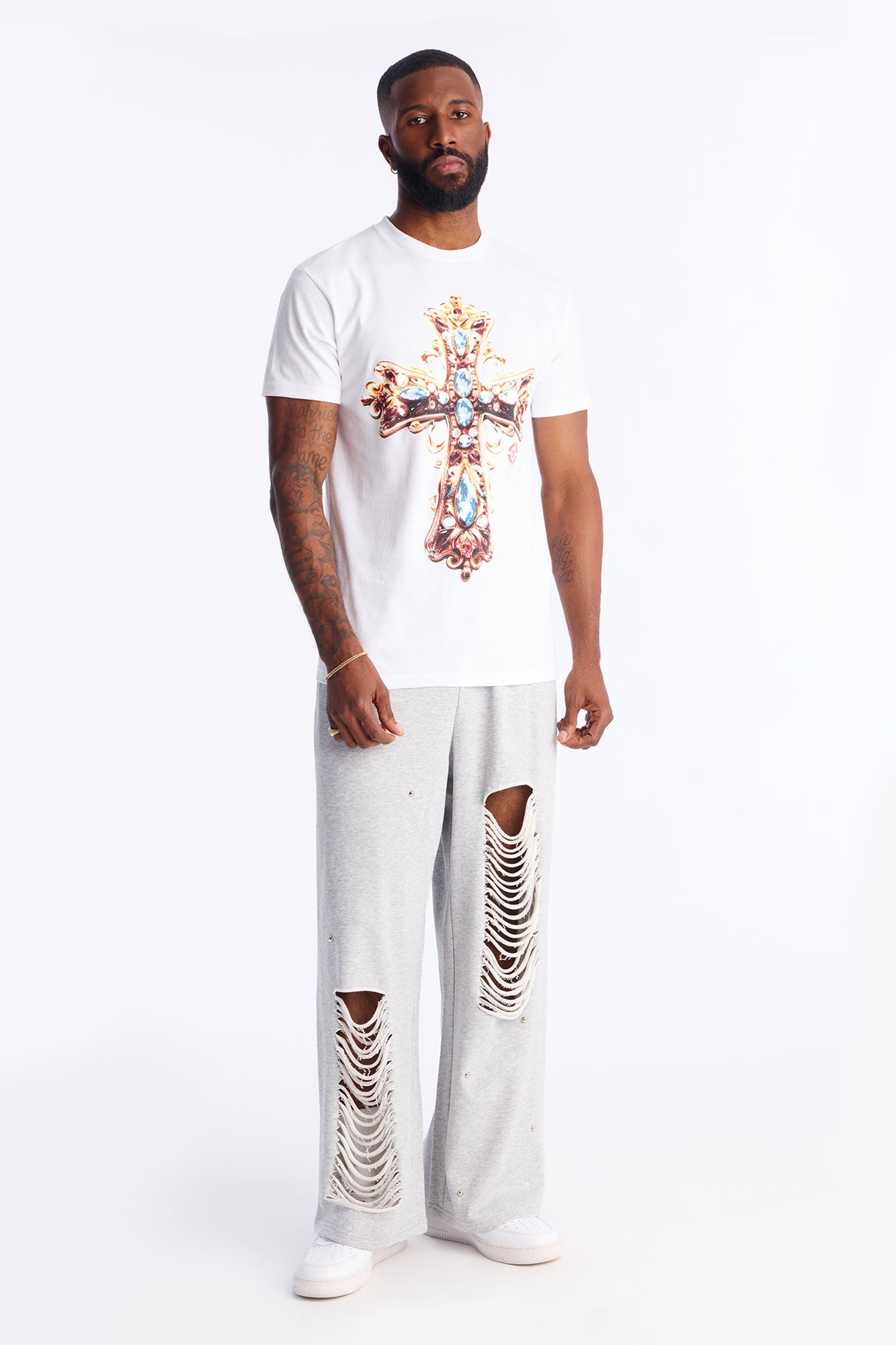 Holy Royal Cross Short Sleeve Tee - White Fashion Nova