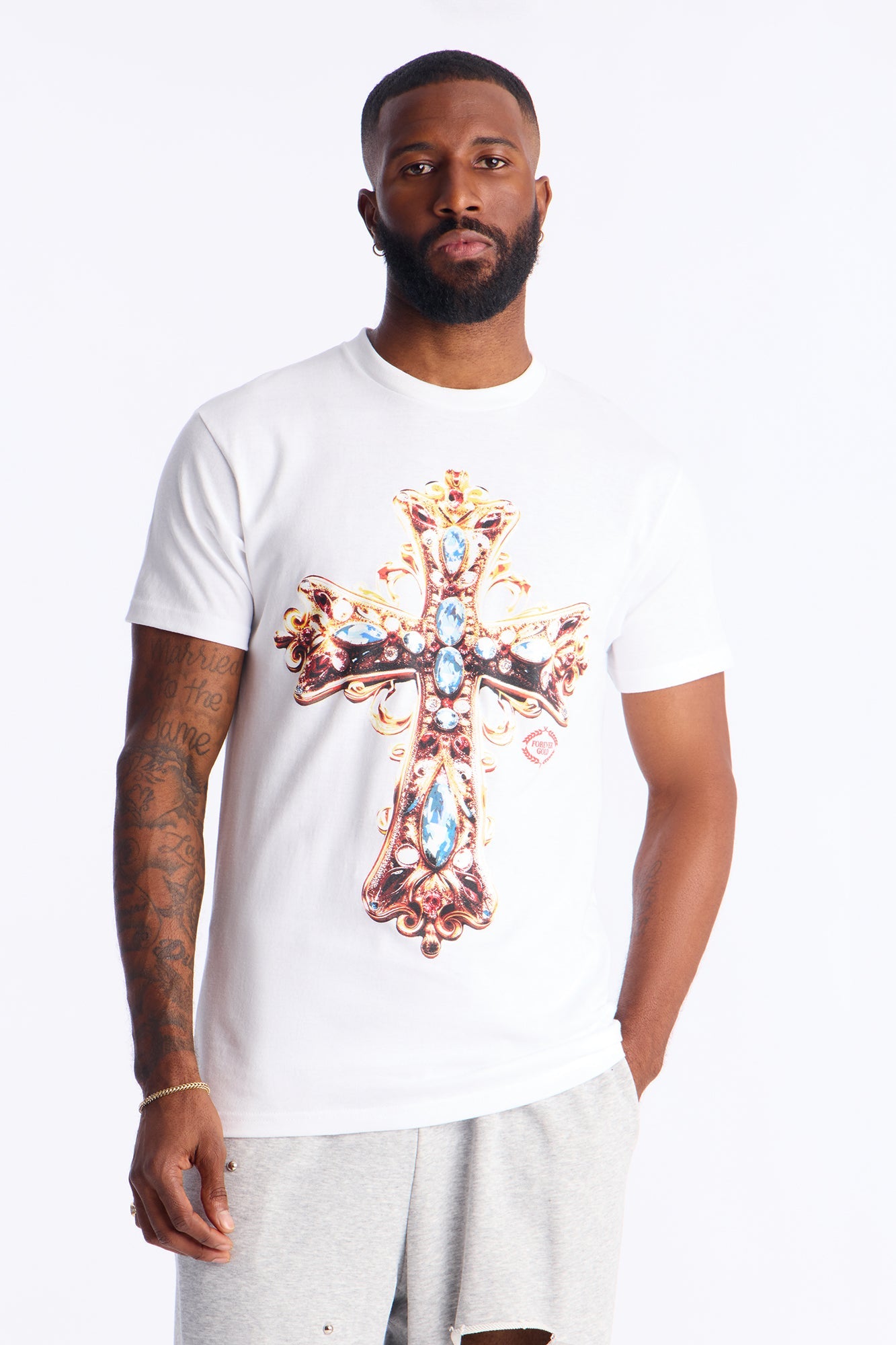 Holy Royal Cross Short Sleeve Tee - White Fashion Nova