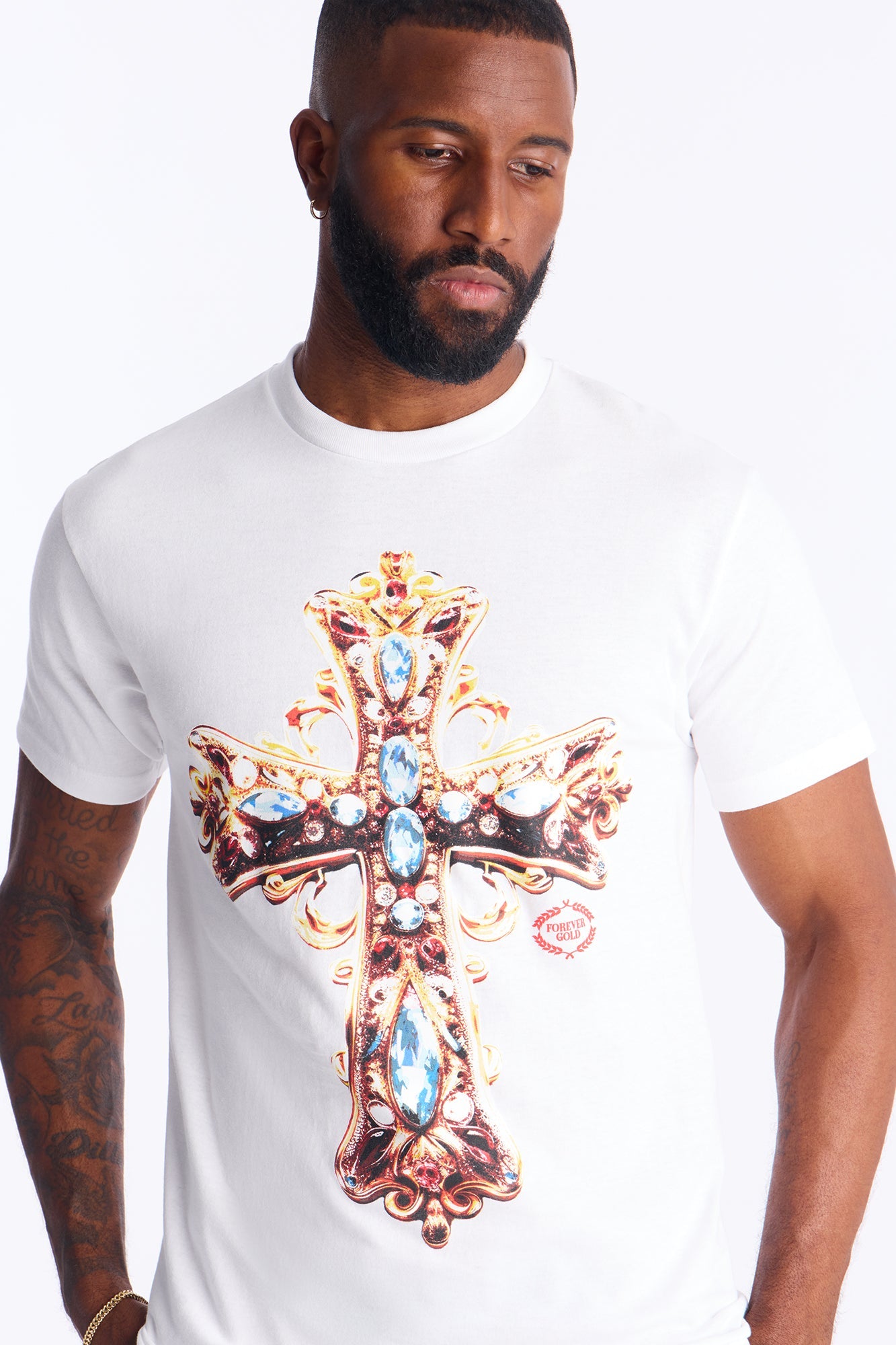 Holy Royal Cross Short Sleeve Tee - White Fashion Nova