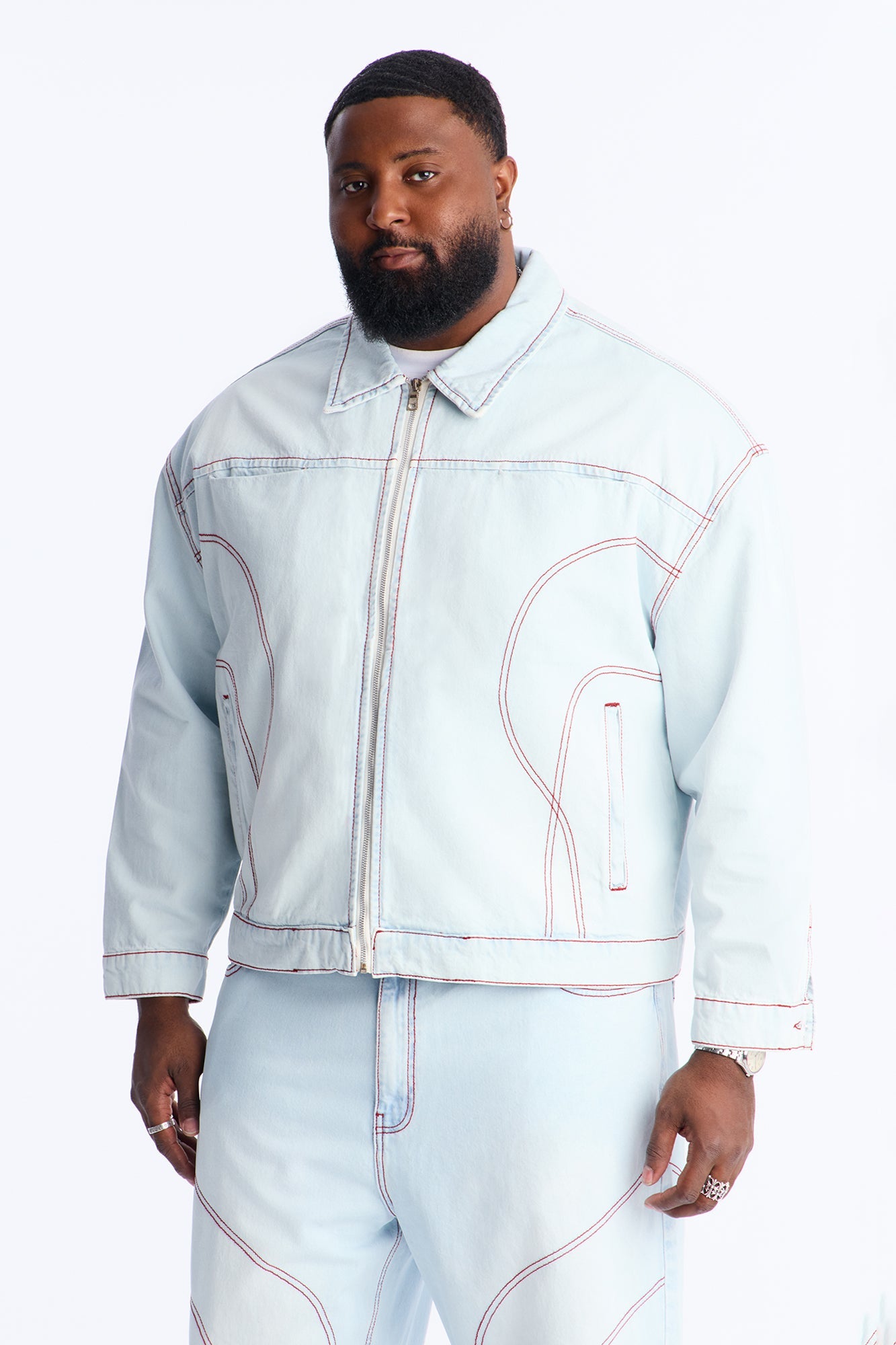 Cropped Thick Thread Denim Work Jacket - Light Wash Fashion Nova