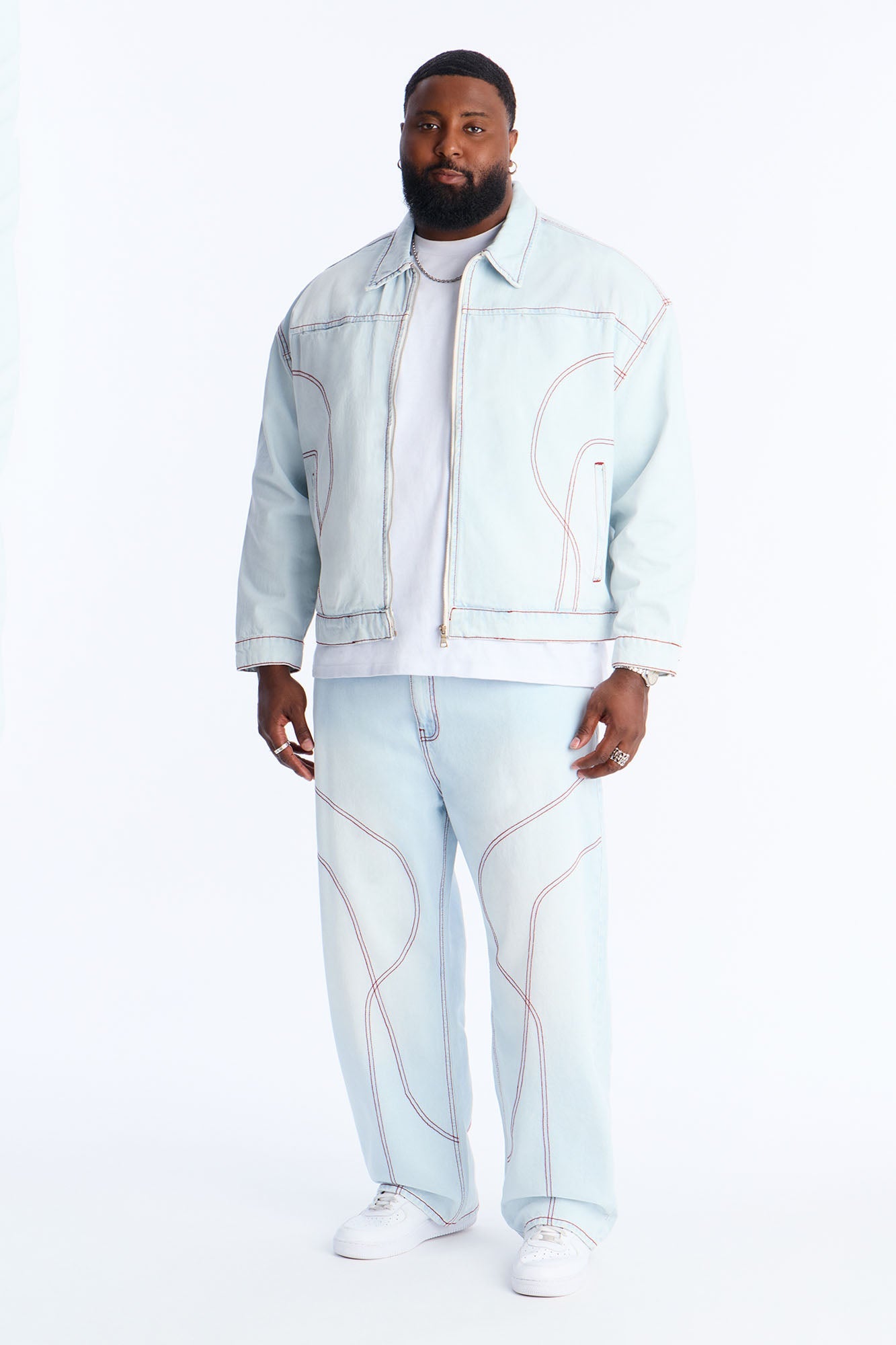 Baggy Thick Thread Jean - Light Wash Fashion Nova