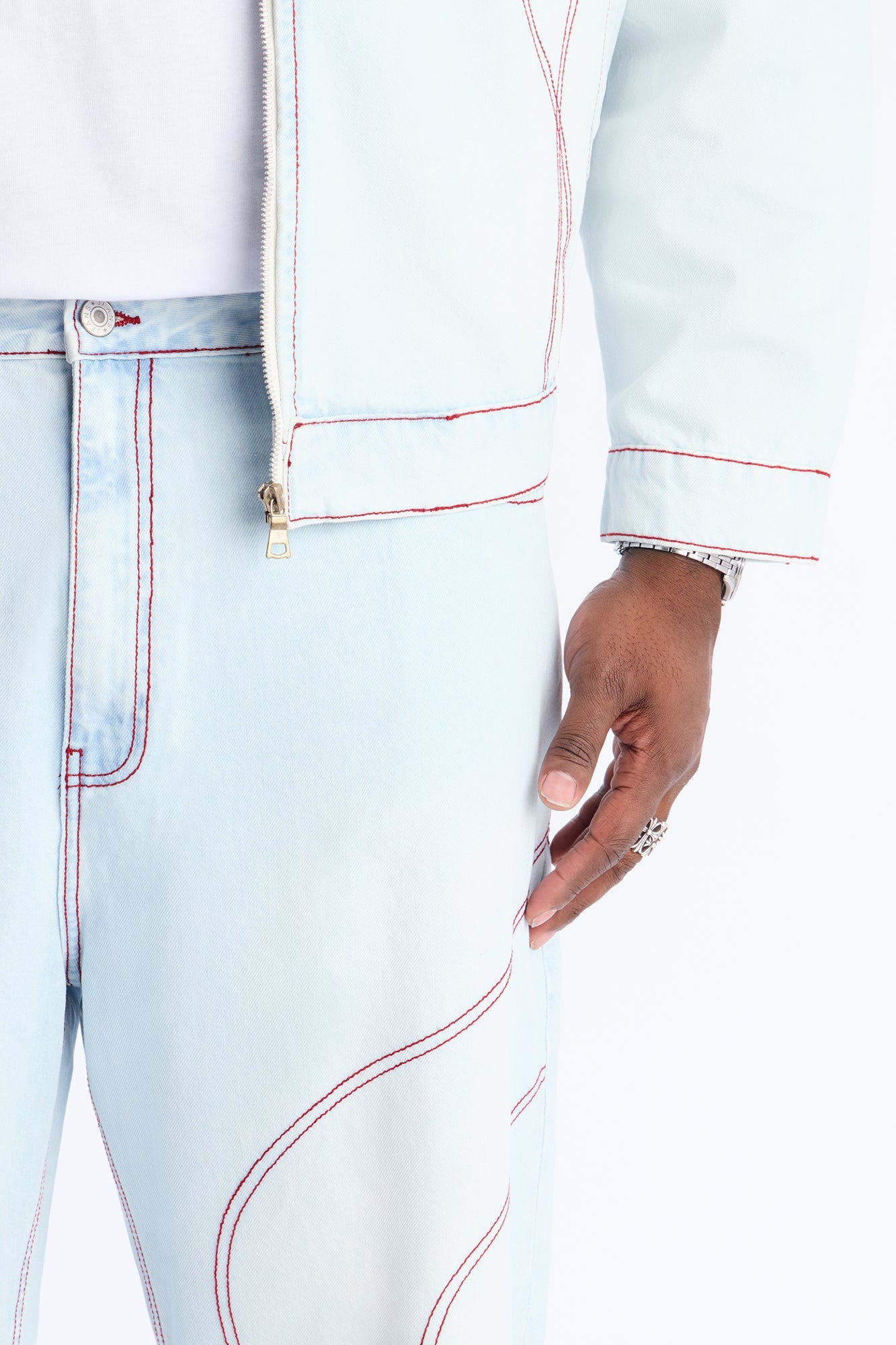 Baggy Thick Thread Jean - Light Wash Fashion Nova