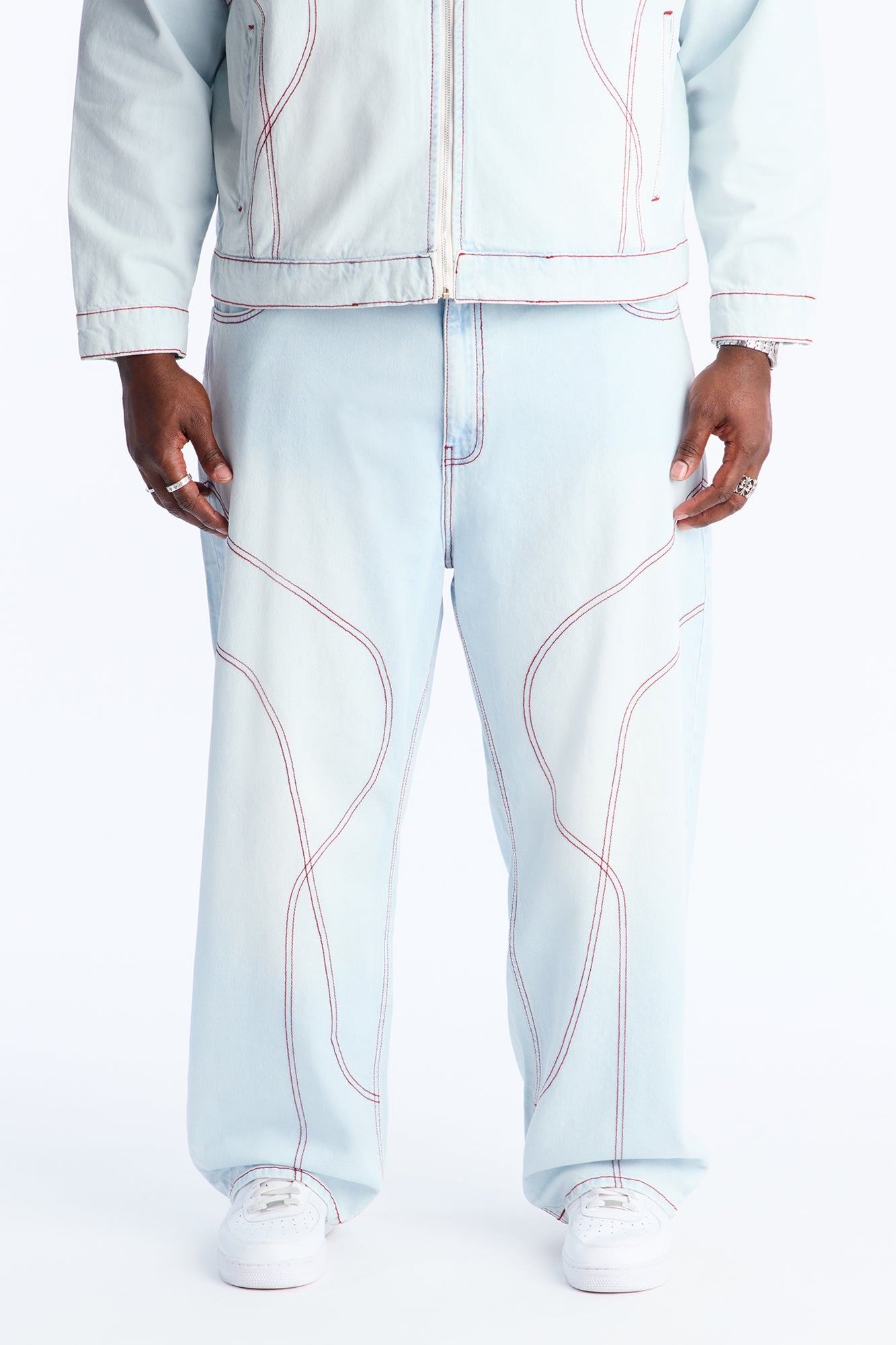Baggy Thick Thread Jean - Light Wash Fashion Nova