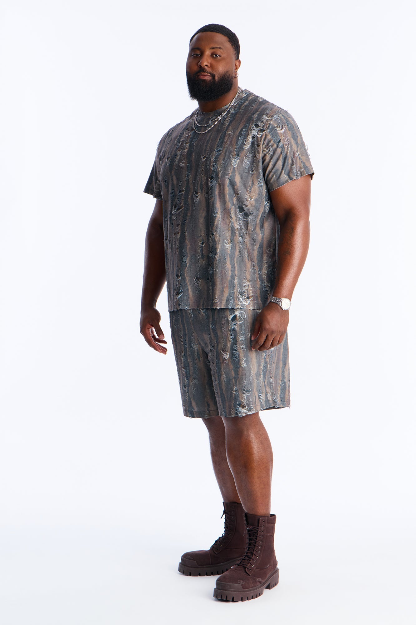 Fragmented Realism Distressed Tee - Brown Fashion Nova