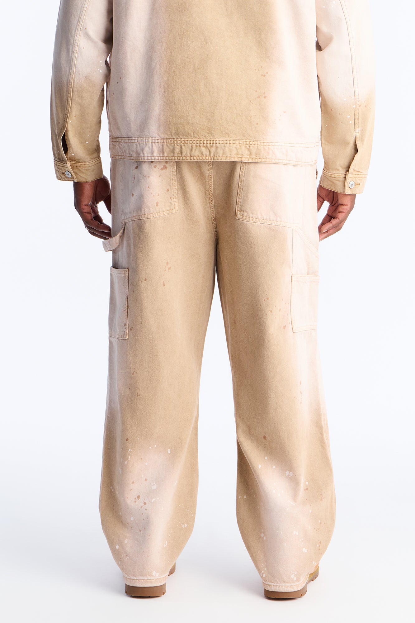 Baggy Spot Stained Jean - Tan Fashion Nova