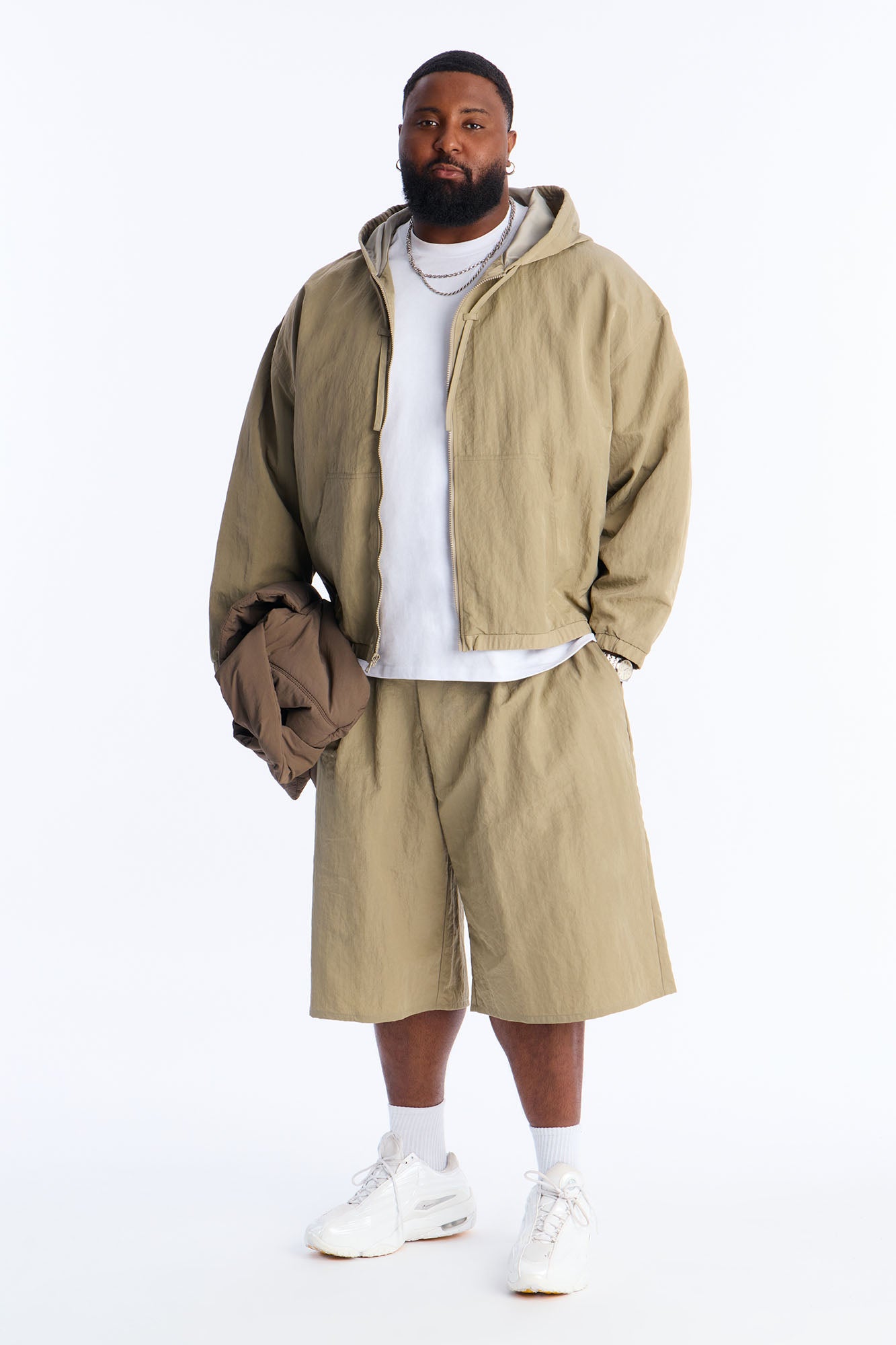 Baggy Pleated Tech Short - Khaki Fashion Nova