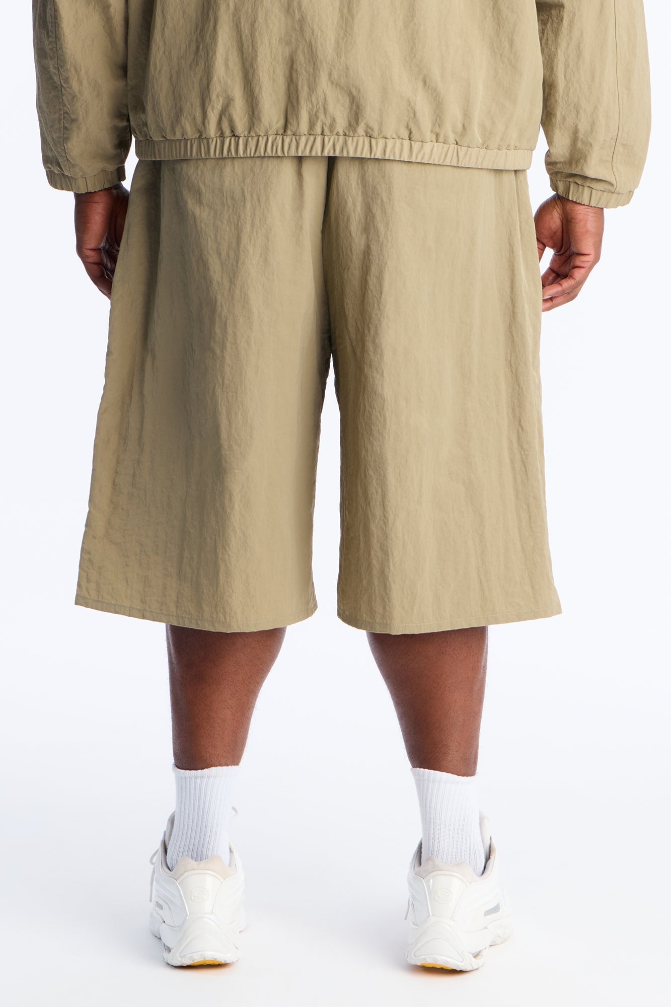 Baggy Pleated Tech Short - Khaki Fashion Nova