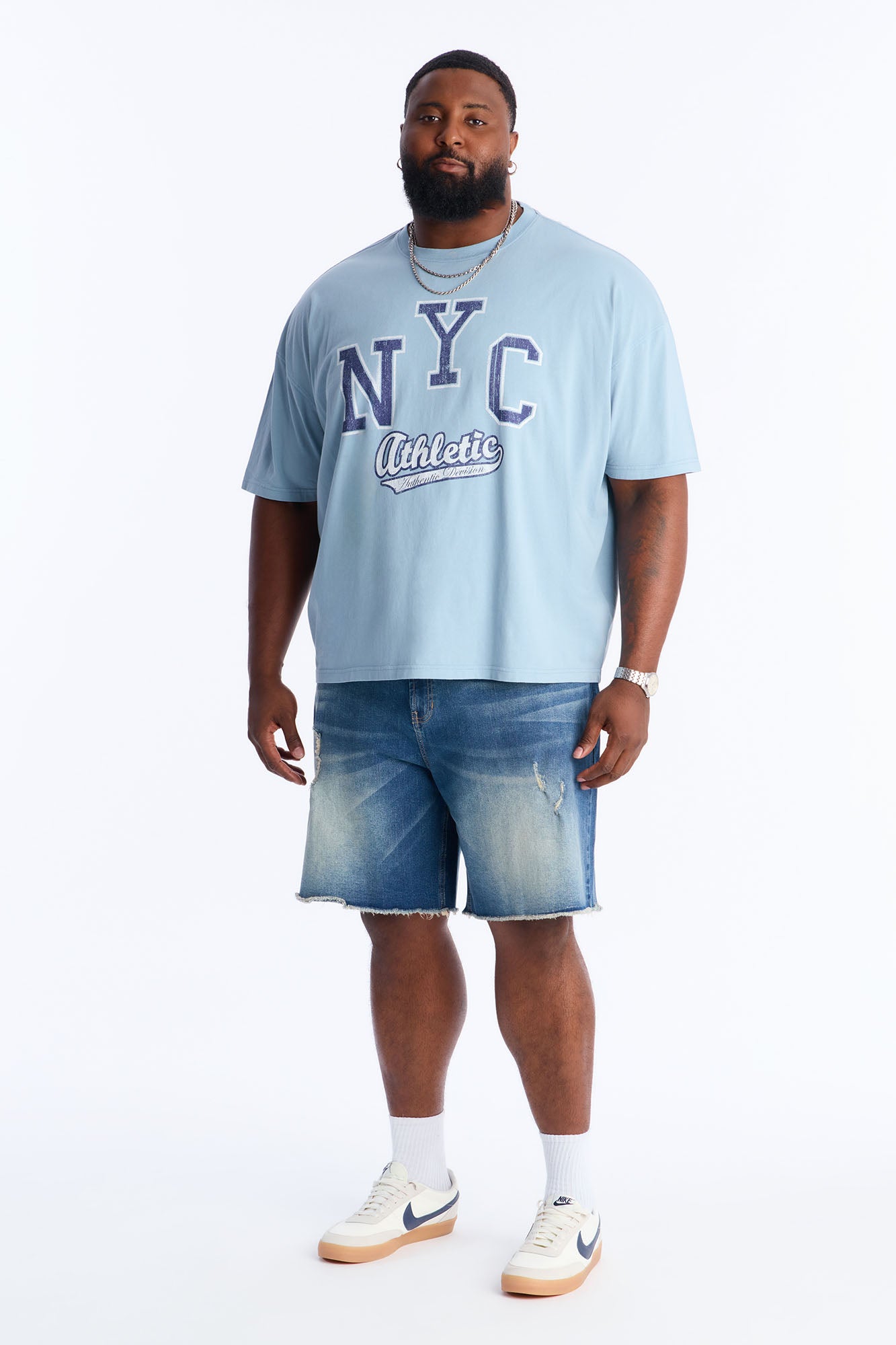 NYC Athletic Dept Oversized Short Sleeve Tee - Light Blue Fashion Nova