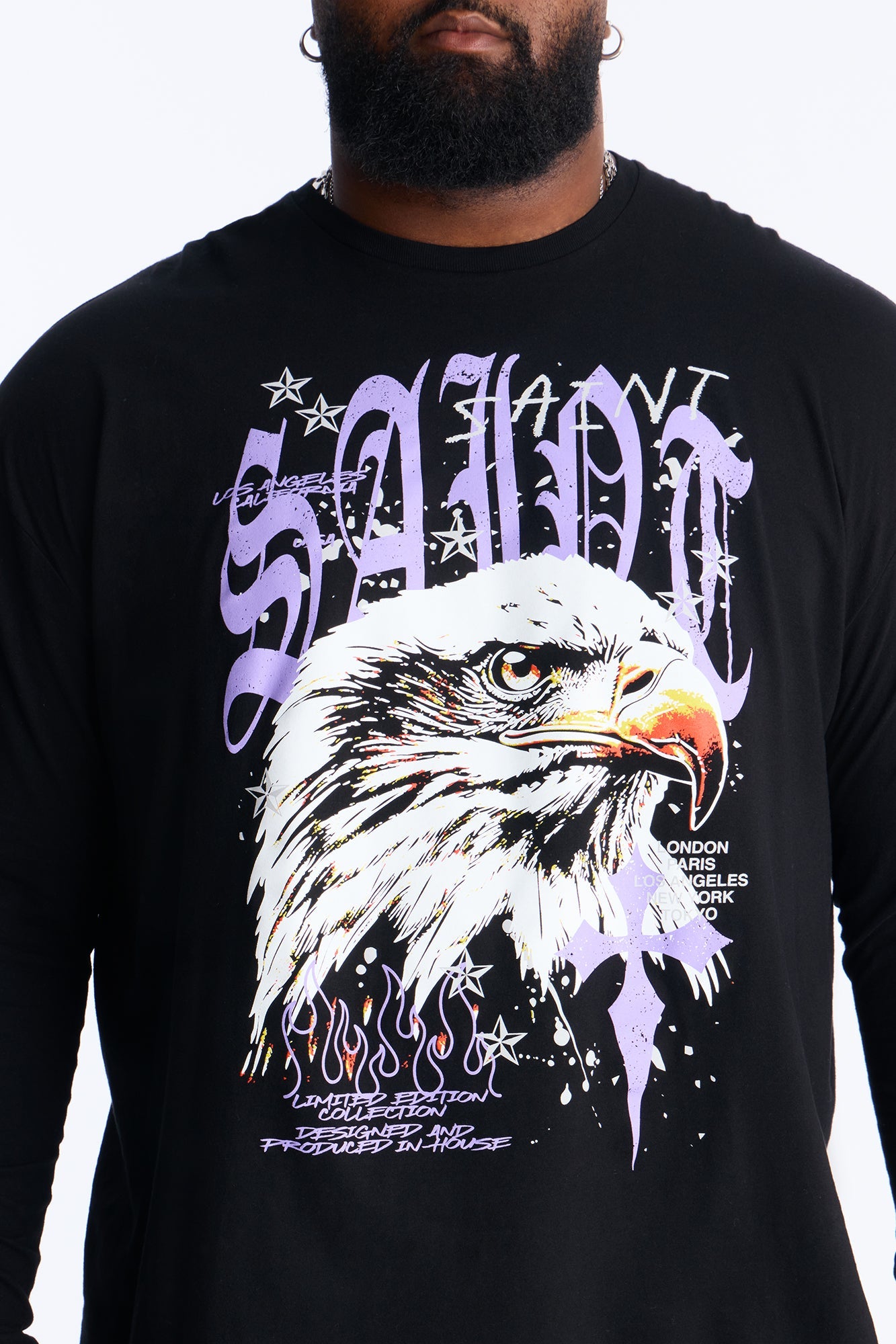 Saint Crosses Long Sleeve Tee - Black Fashion Nova