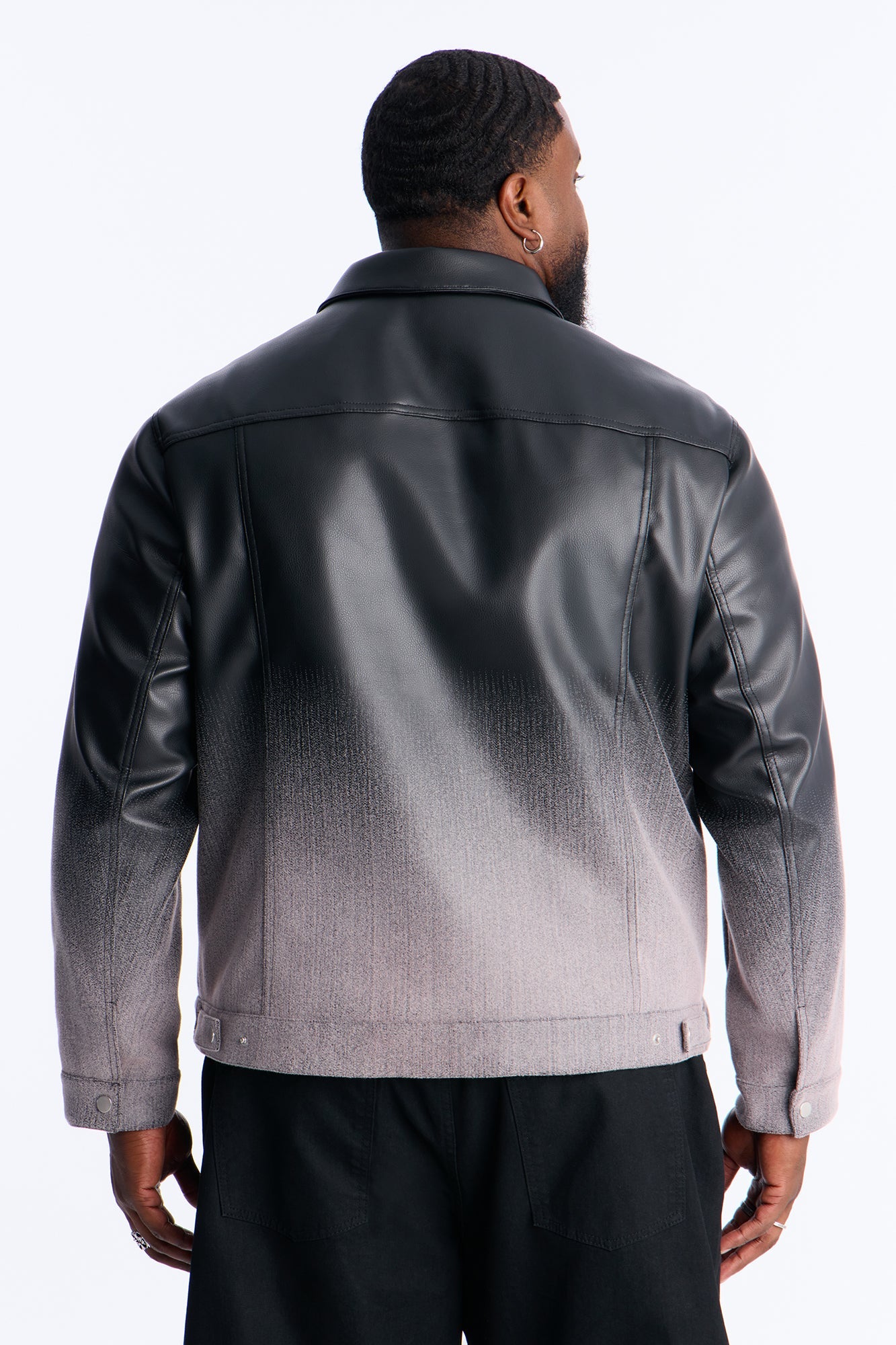 Ombre Faux Leather Trucker Jacket - Pink/combo Fashion Nova