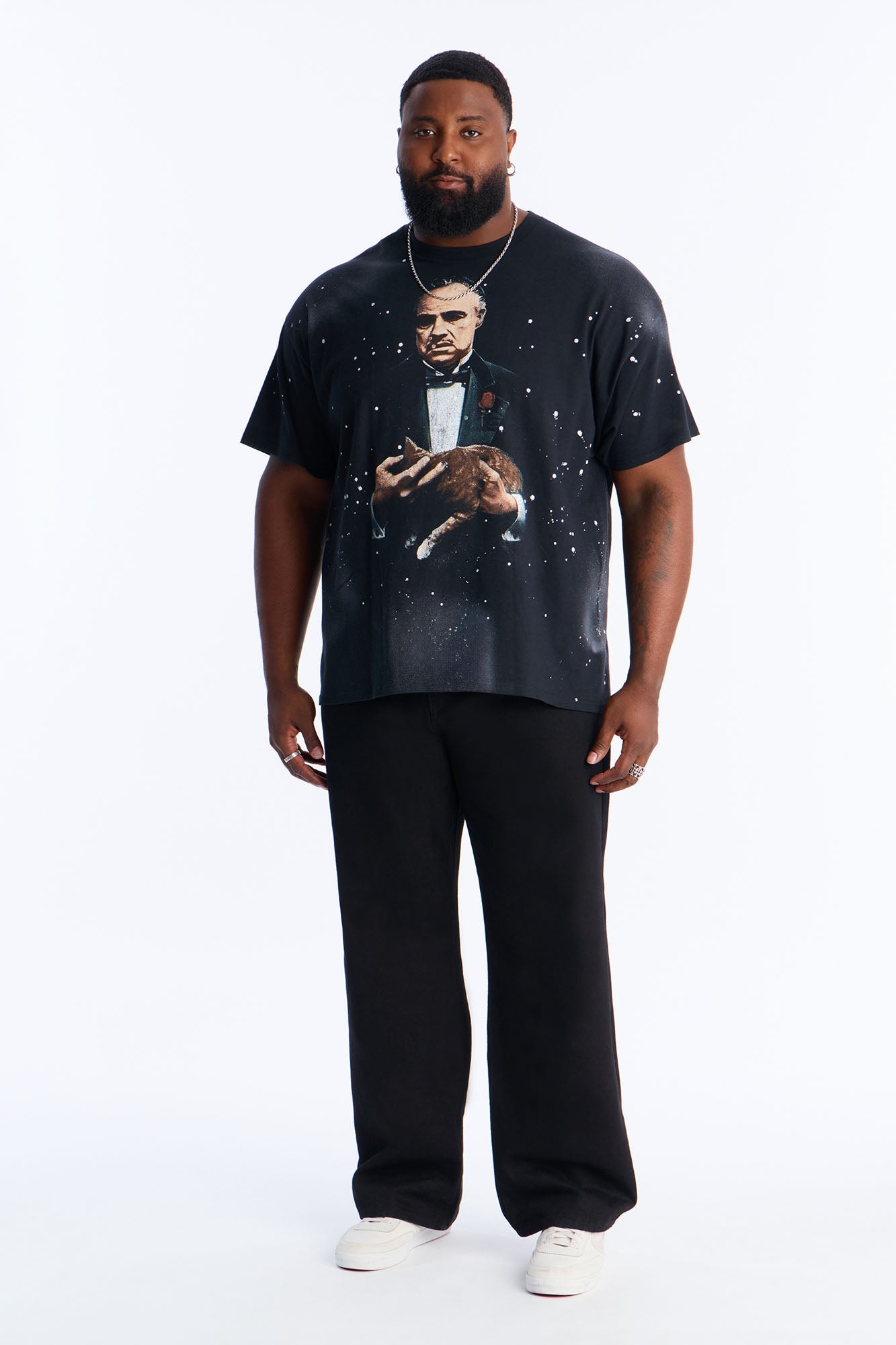 The Godfather Paint Splatter Short Sleeve Tee - Black Wash Fashion Nova
