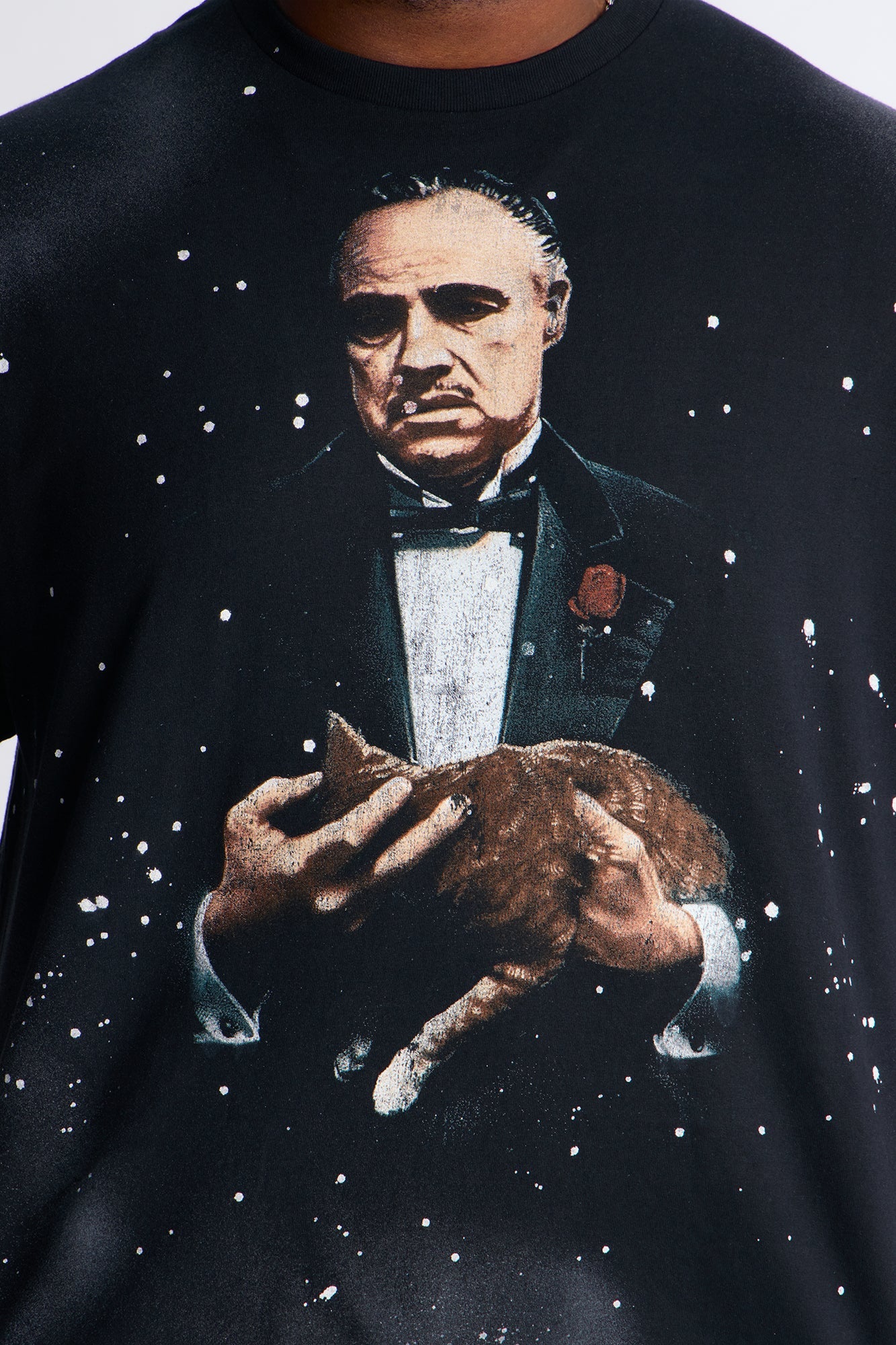 The Godfather Paint Splatter Short Sleeve Tee - Black Wash Fashion Nova