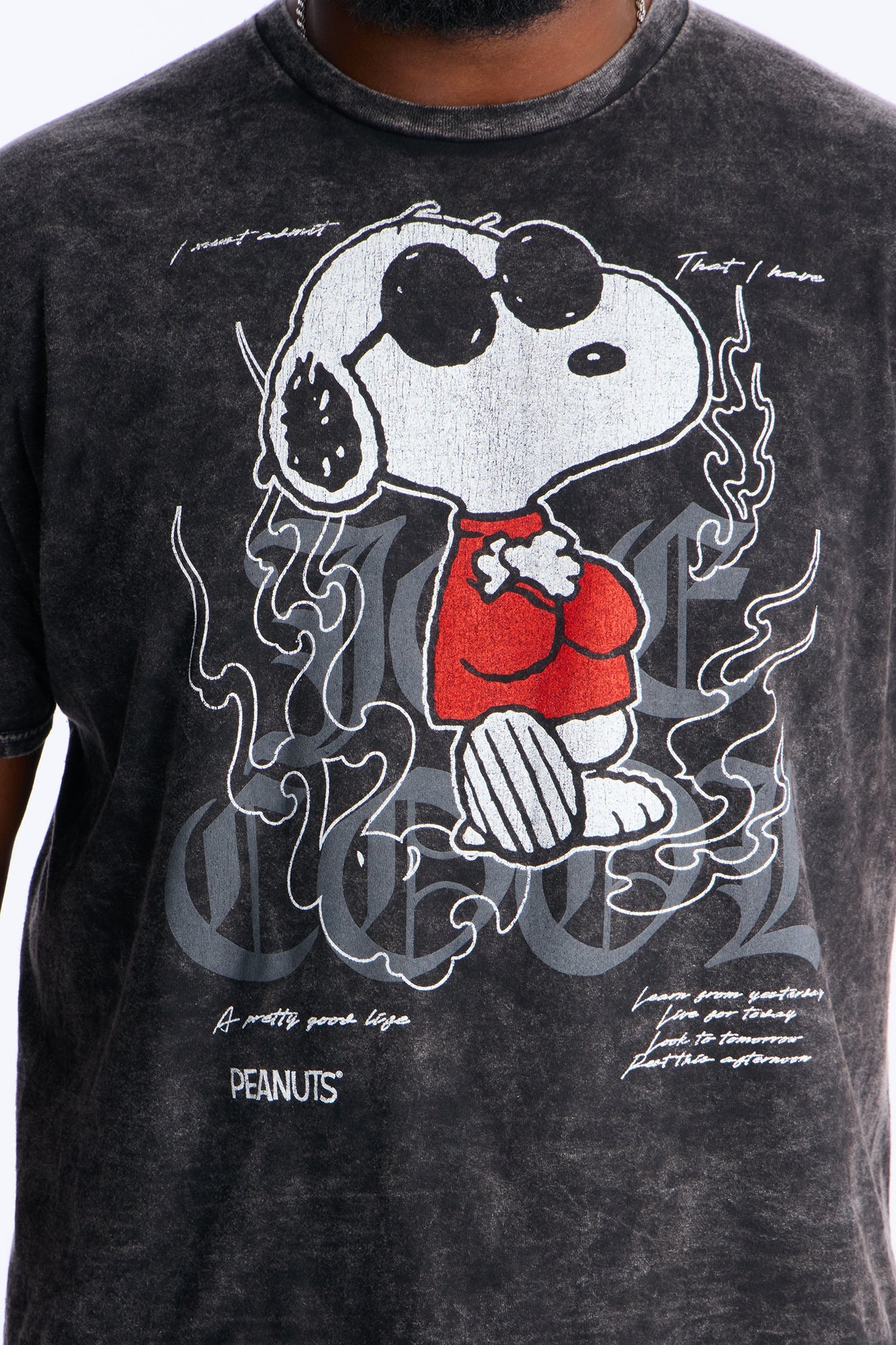 Snoopy Been Cool Vintage Wash Short Sleeve Tee - Black Wash Fashion Nova