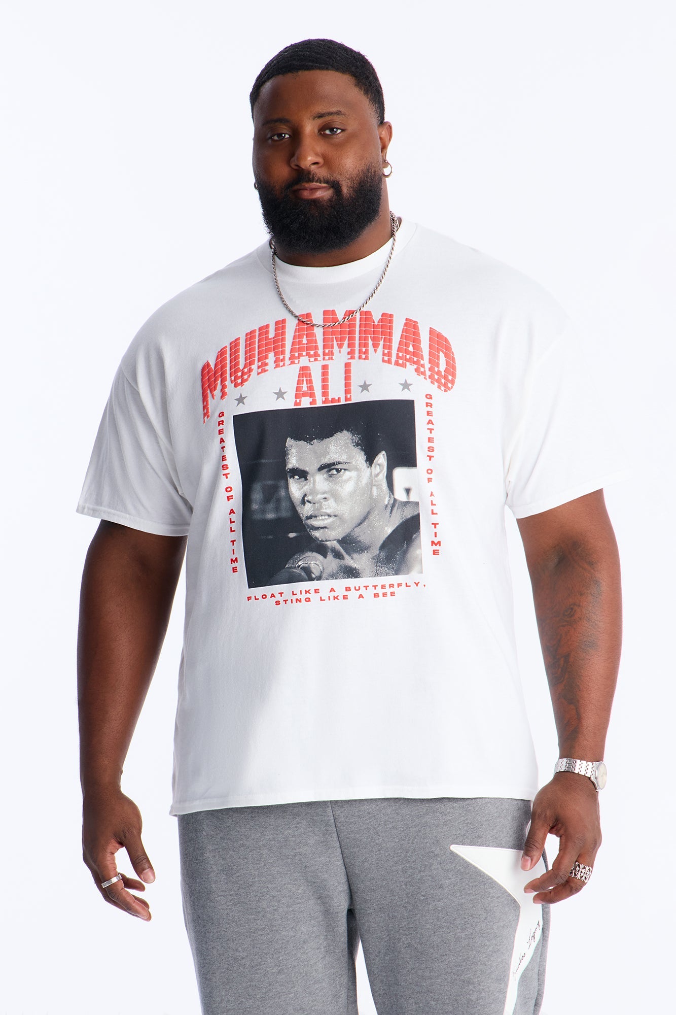 Muhammad Ali Puff Printed Short Sleeve Tee - White Fashion Nova