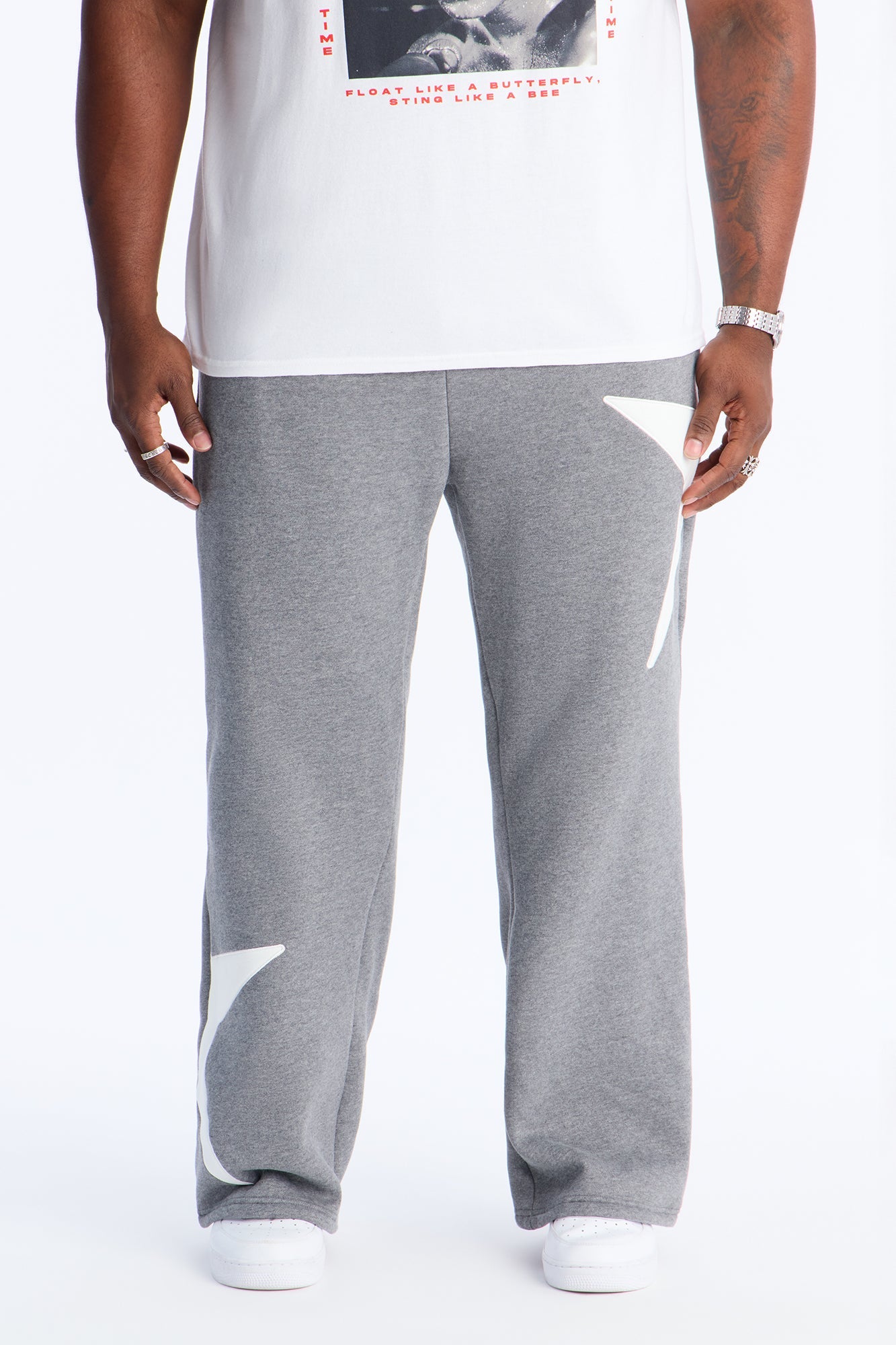 Star Slim Flare Sweatpants - Grey Fashion Nova