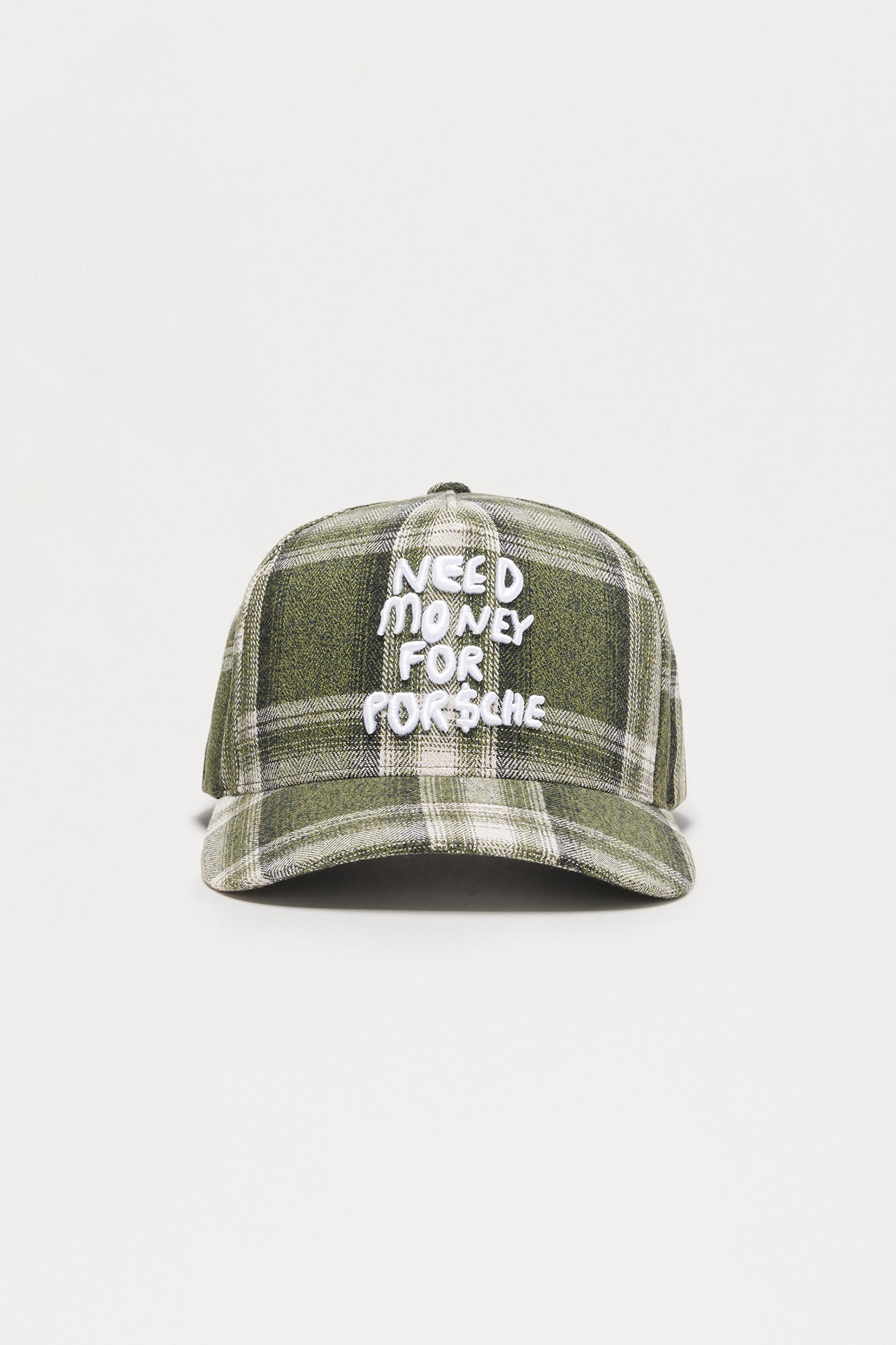 Need Money Structured Flannel Snapback Hat - Green/combo Fashion Nova