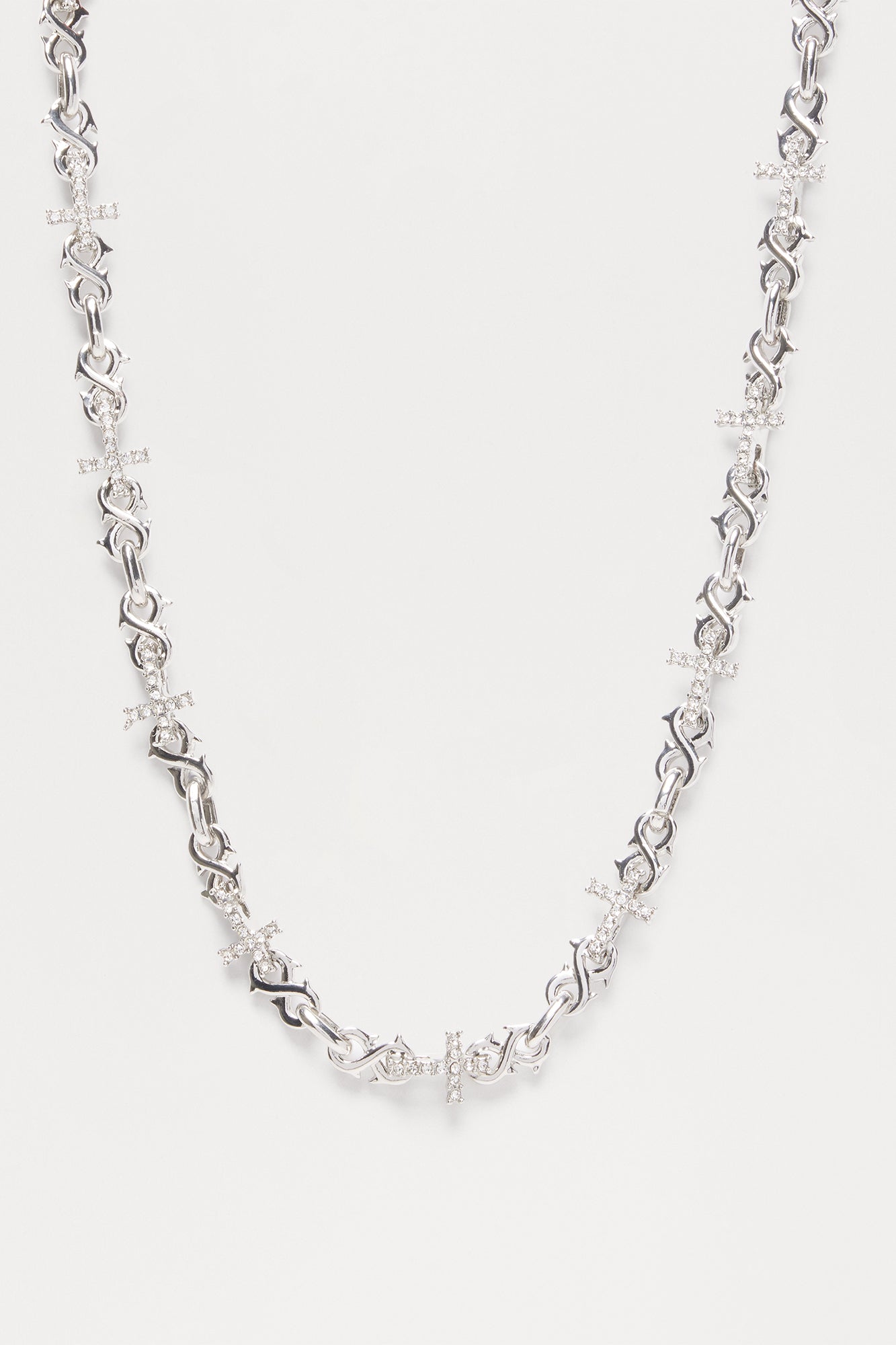 Iced Infinity Cross Link Necklace - Silver Fashion Nova