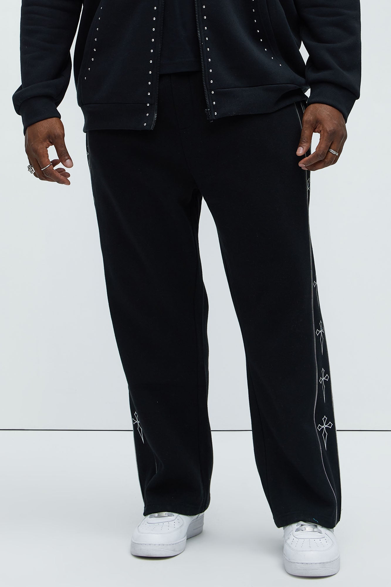 Tyson Cross Straight Sweatpants - Black Fashion Nova