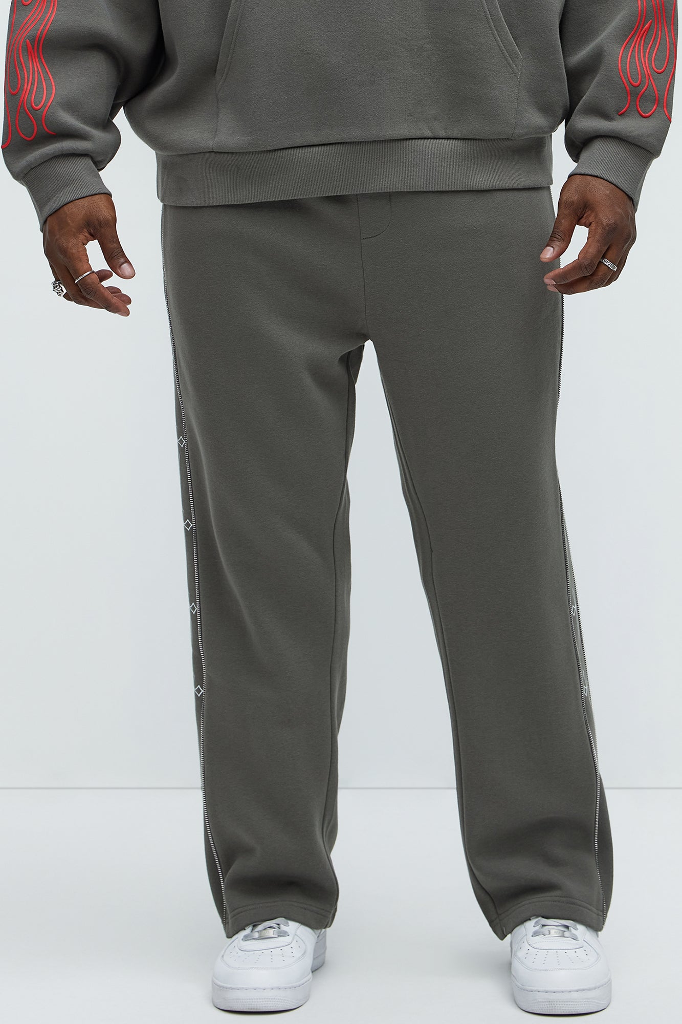Tyson Cross Straight Sweatpants - Grey Fashion Nova