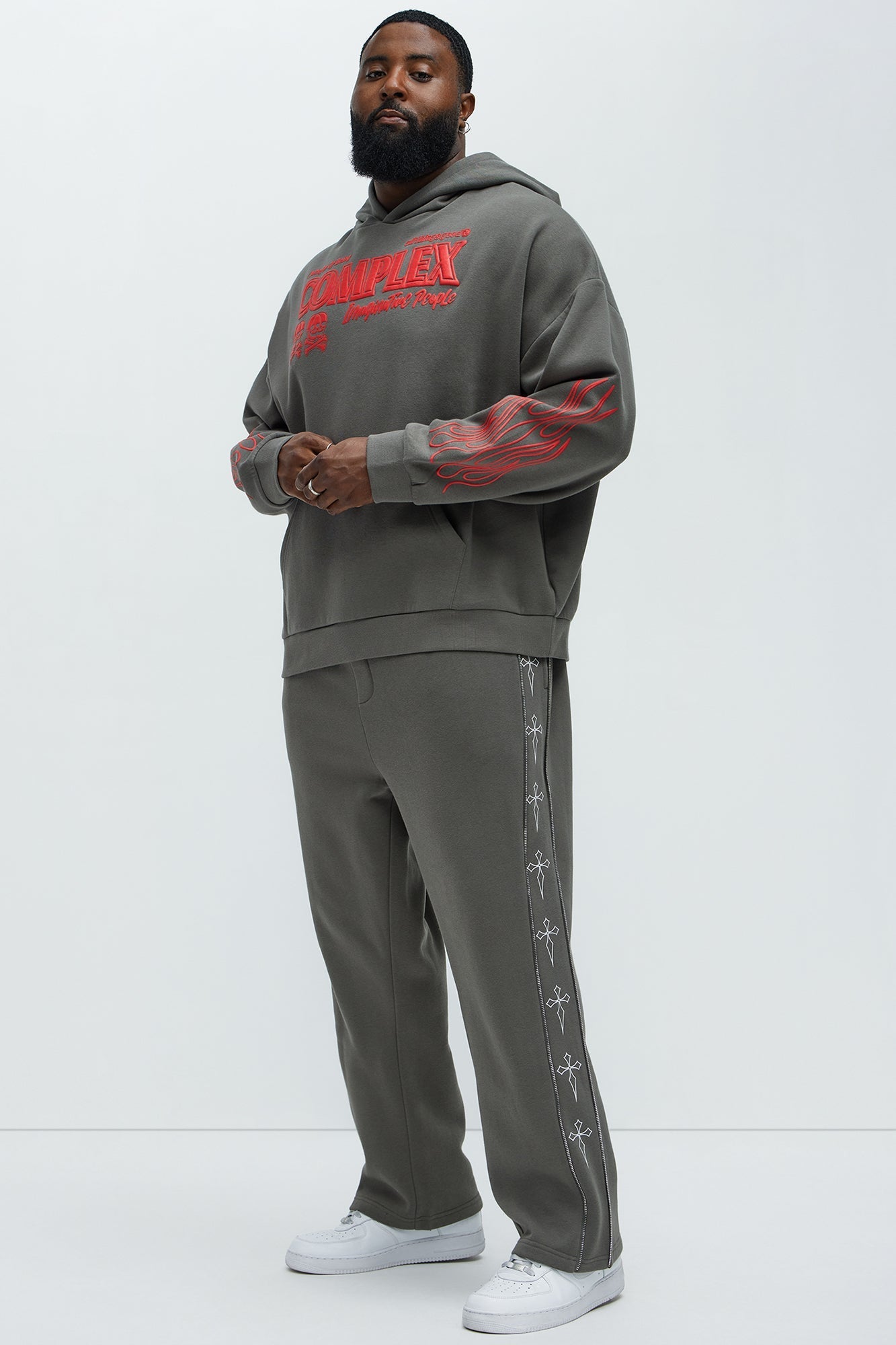 Tyson Cross Straight Sweatpants - Grey Fashion Nova